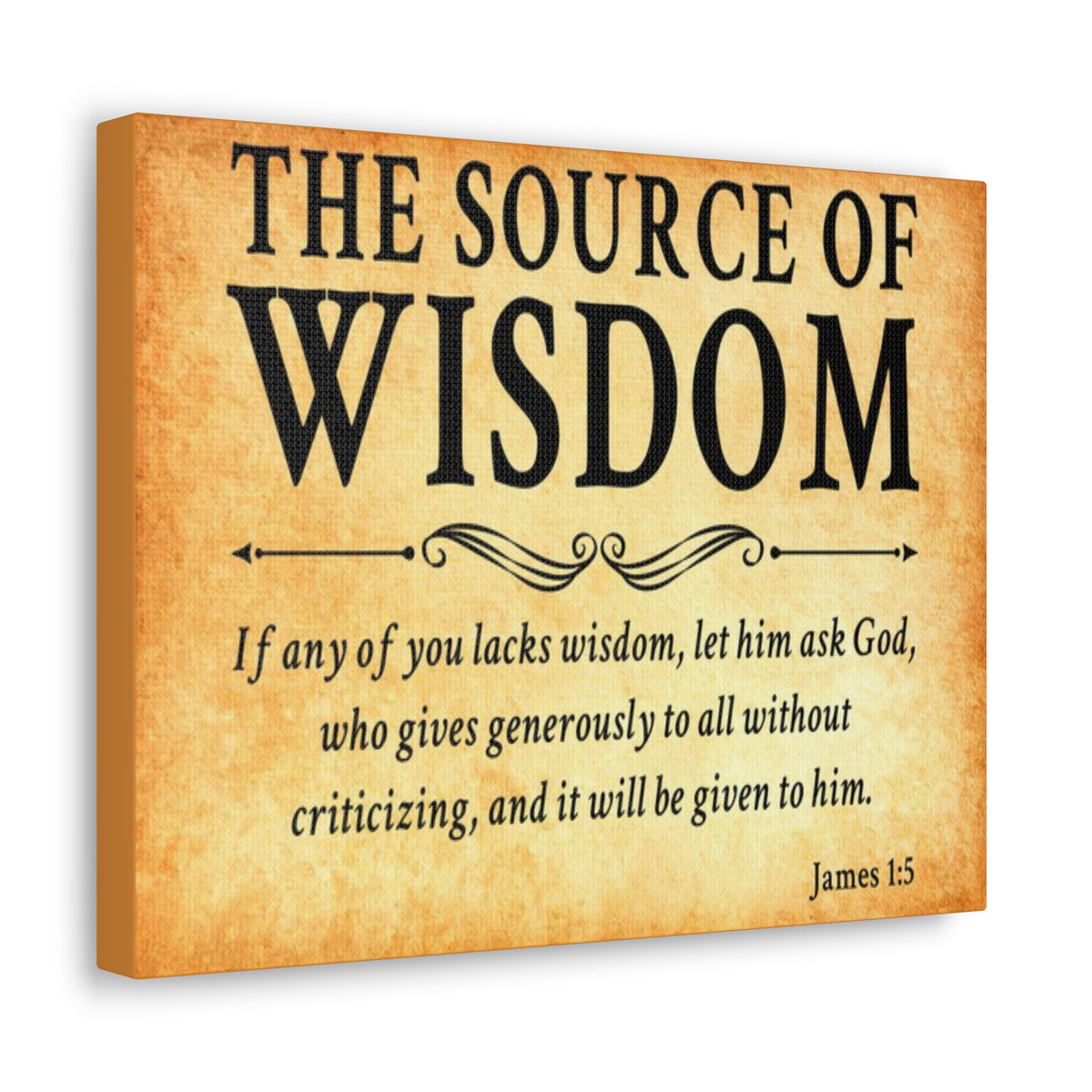 Scripture Walls James 1:5 The Source of Wisdom Gold Bible Verse Canvas Christian Wall Art Ready to Hang Unframed-Express Your Love Gifts