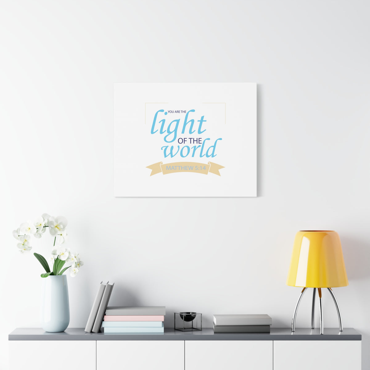 Scripture Canvas Light Of The World Matthew 5:14 Christian Wall Art Bible Verse Print Ready to Hang-Express Your Love Gifts