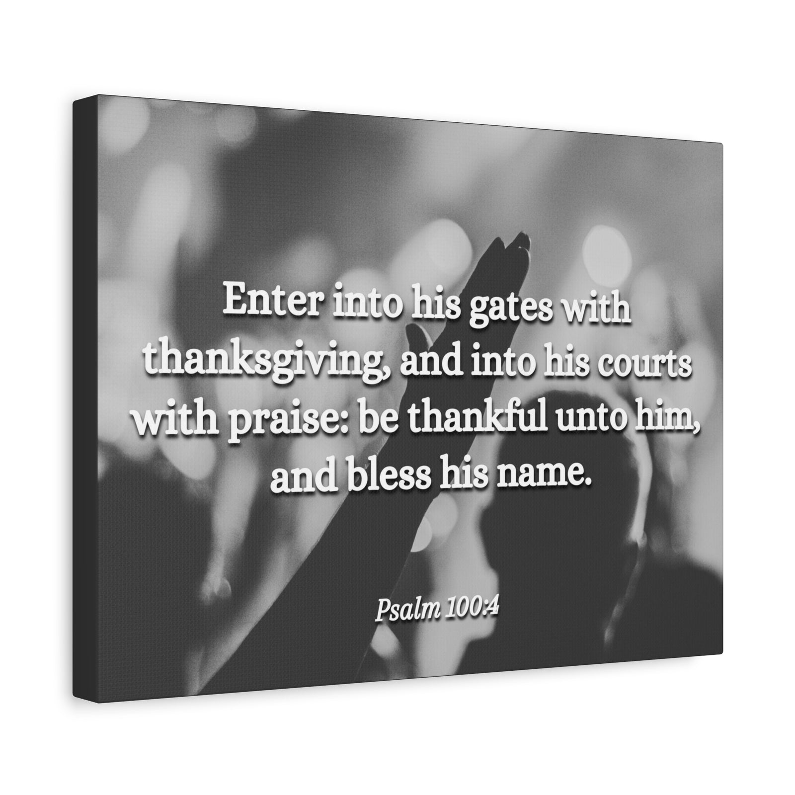 Scripture Canvas Bless His Name Psalms 100:4 Christian Wall Art Bible Verse Print Ready to Hang-Express Your Love Gifts