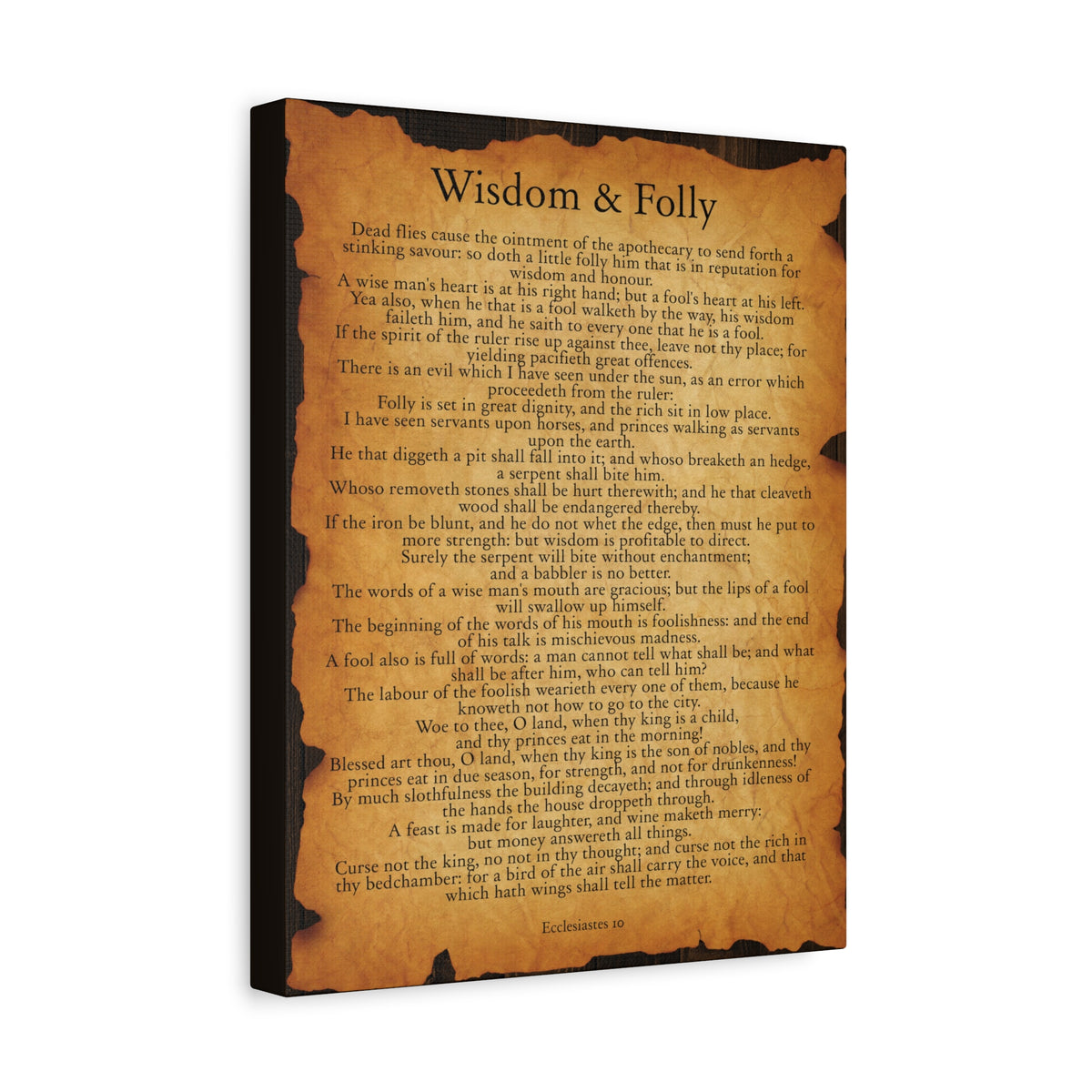 Scripture Walls Wisdom &amp; Folly Ecclesiastes 10 Gold Brown Bible Verse Canvas Christian Wall Art Ready to Hang-Express Your Love Gifts