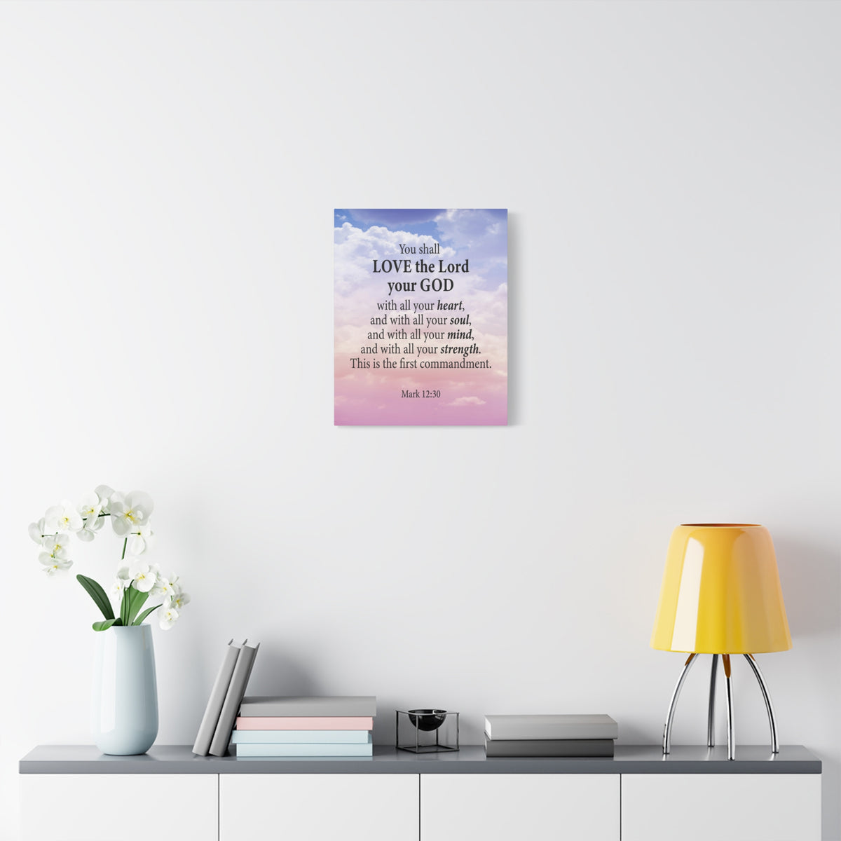 Bible Verse Canvas Love the Lord With All Your Heart Mark 12:30 Wall Art Christian Home Decor-Express Your Love Gifts