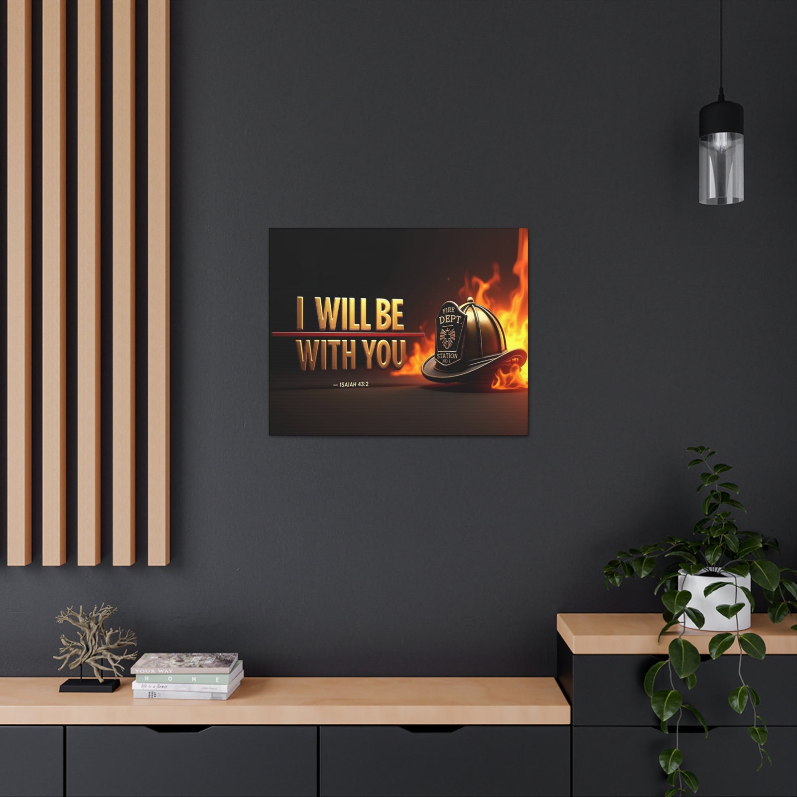 Scripture Walls Isaiah 43:2 Firefighter I Will Be With You Bible Verse Canvas Christian Wall Art Ready to Hang Unframed-Express Your Love Gifts
