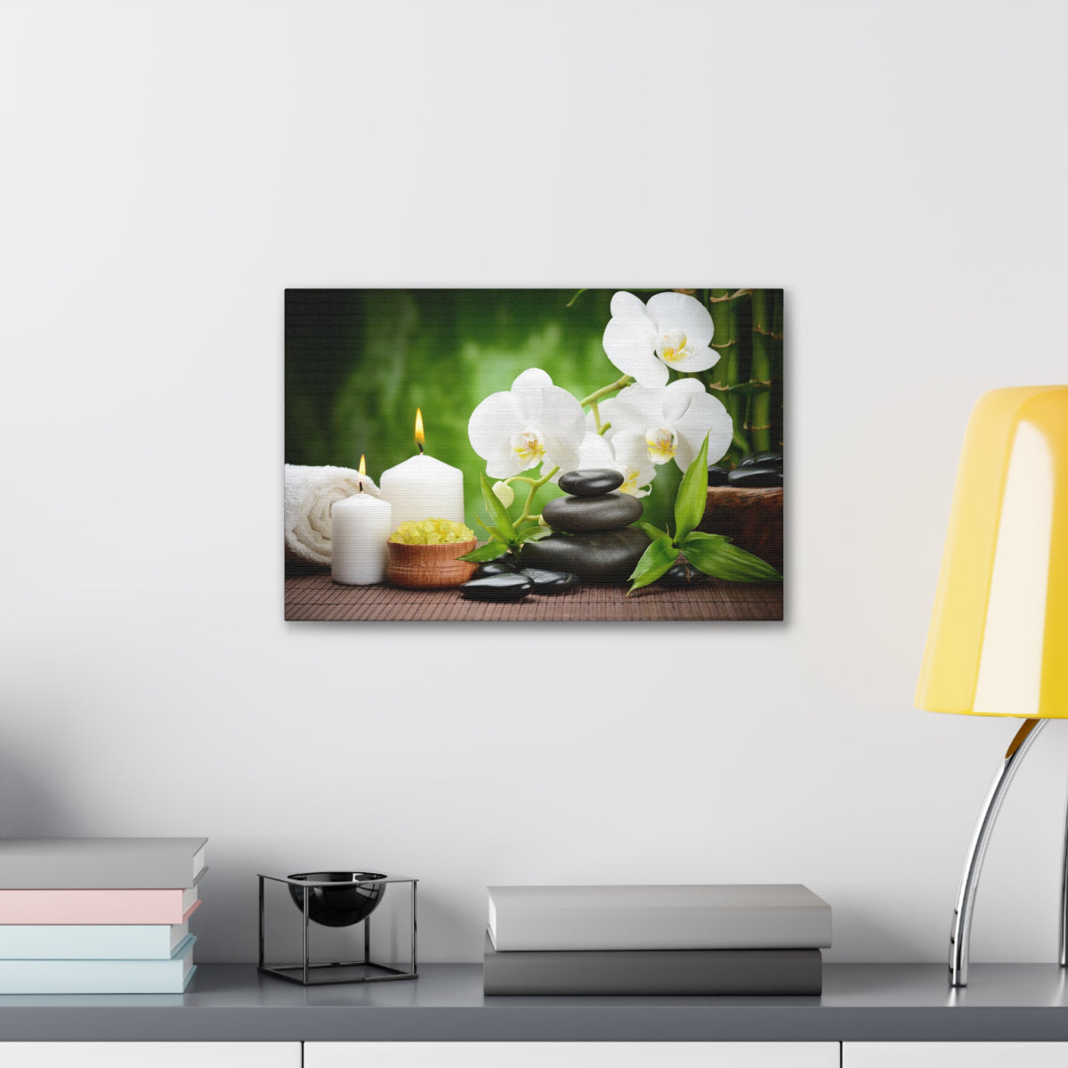 Zen Stones and Orchid Forest Floral Nature Photography Canvas Wall Art for Home Decor Ready-to-Hang-Express Your Love Gifts
