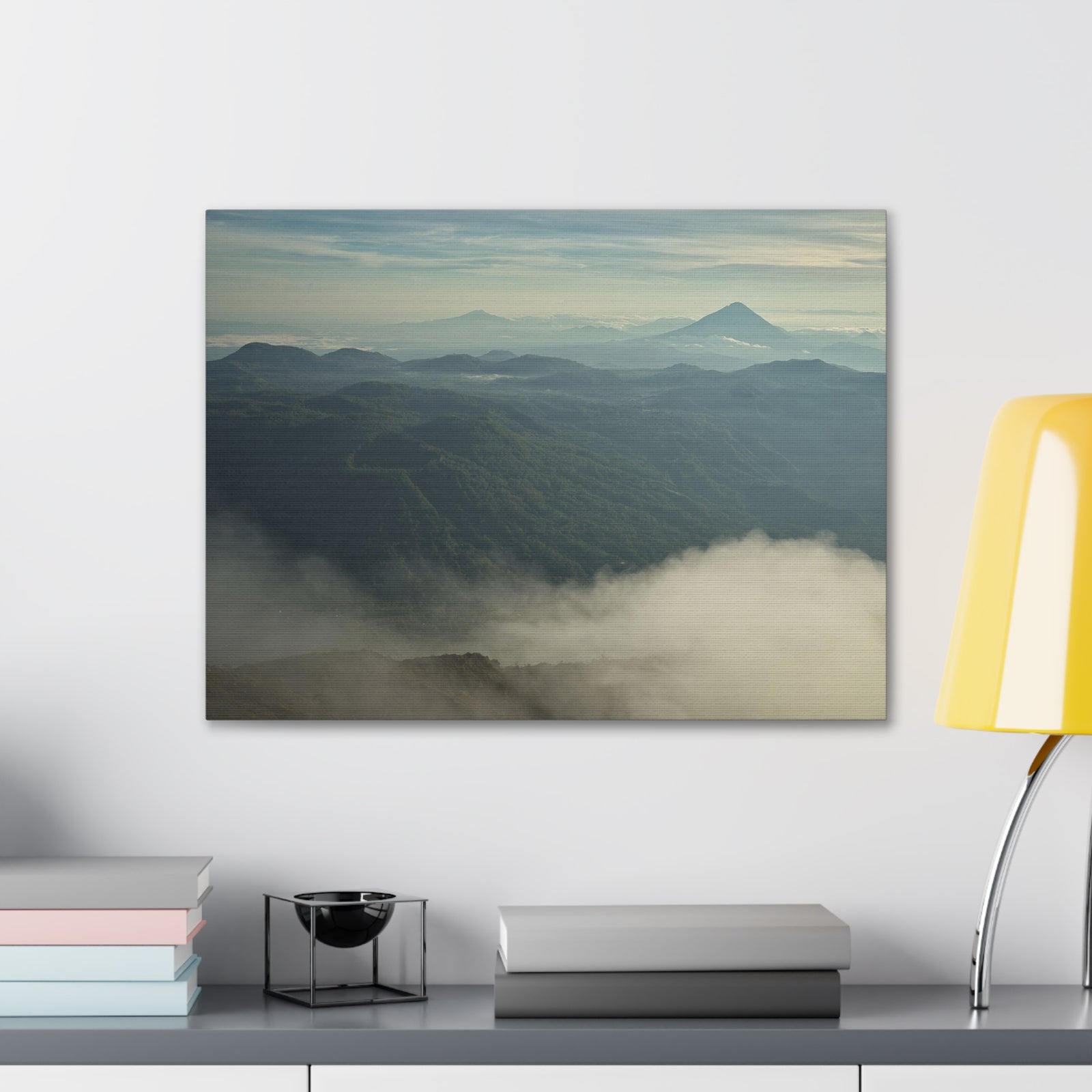 Misty Mountains Green Forest Nature Wilderness Photography Canvas Wall Art for Home Decor Ready-to-Hang-Express Your Love Gifts