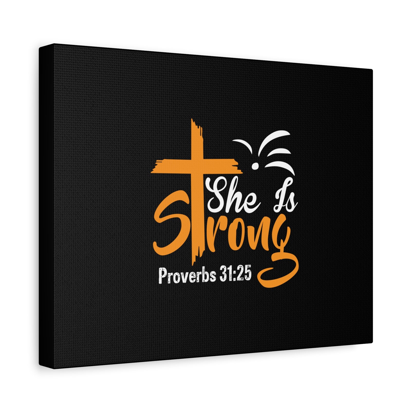 Scripture Canvas She Is Strong Orange Proverbs 31:25 Christian Wall Art Bible Verse Print Ready to Hang-Express Your Love Gifts