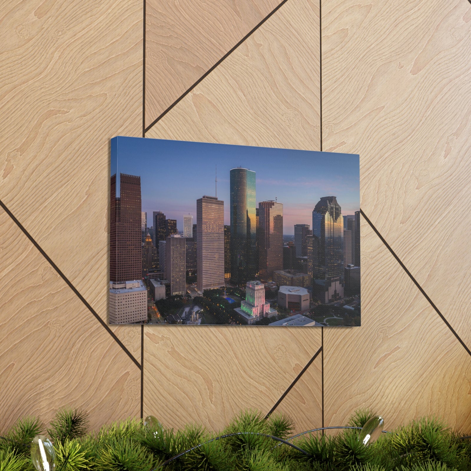 Houston Night Skyline Canvas Artwork High-Quality Breathtaking Stunning Cityscape for Home Decor Ready to Hang-Express Your Love Gifts