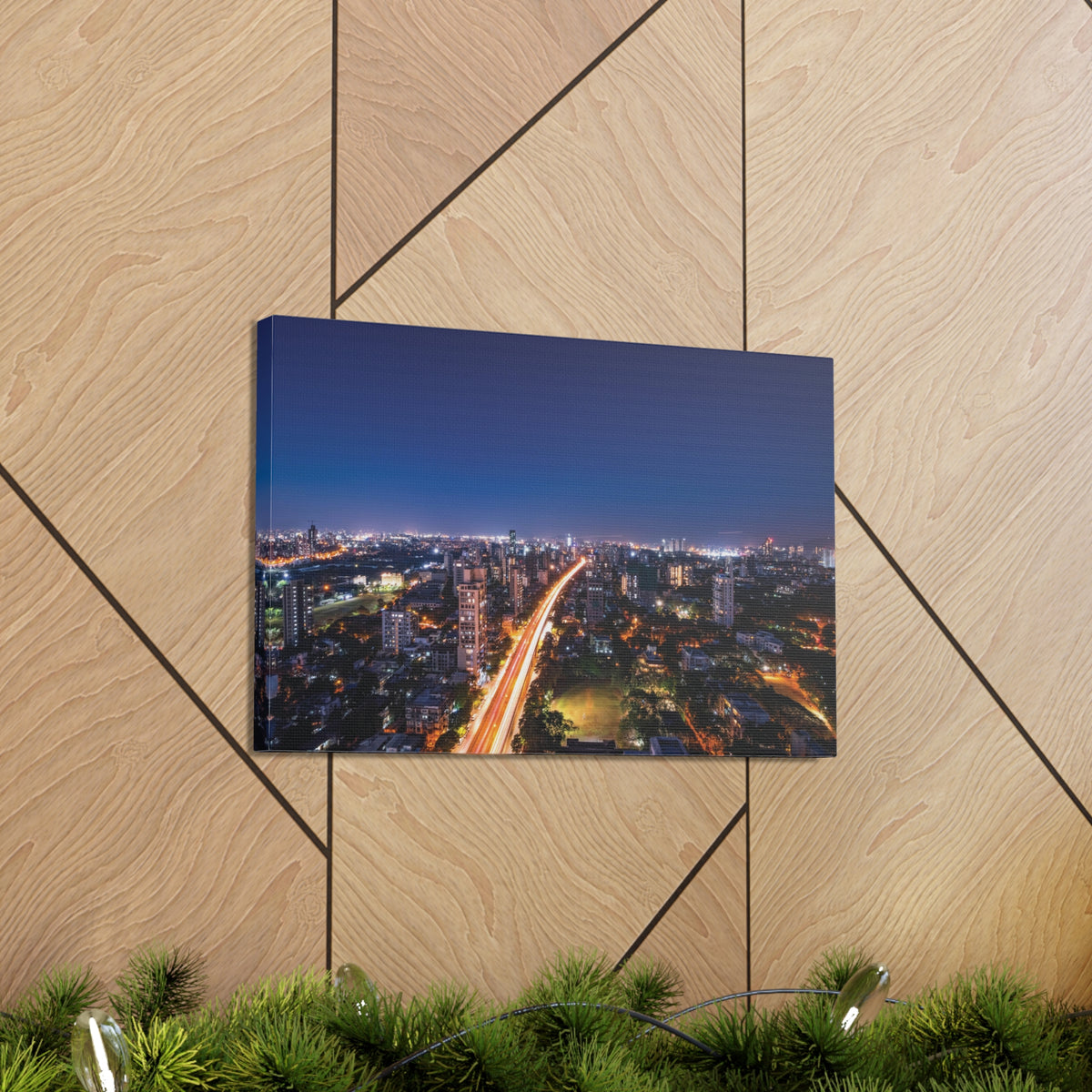 Mumbai Night Skyline Canvas Artwork High-Quality Breathtaking Stunning Cityscape for Home Decor Ready to Hang-Express Your Love Gifts
