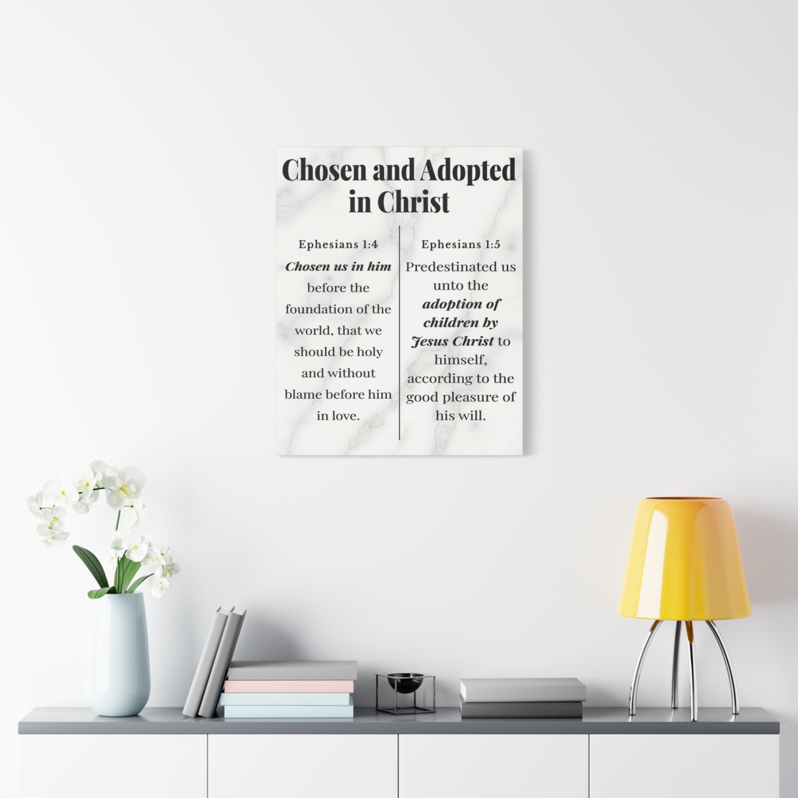 Scripture Walls Chosen and Adopted in Christ Ephesians 1:4-5 Bible Verse Canvas Christian Wall Art Ready to Hang Unframed-Express Your Love Gifts
