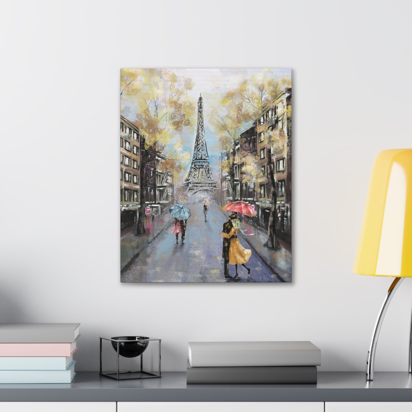 Eiffel Tower Romantic French Couple France Canvas Artwork High-Quality Breathtaking French City for Home Decor Ready to Hang-Express Your Love Gifts