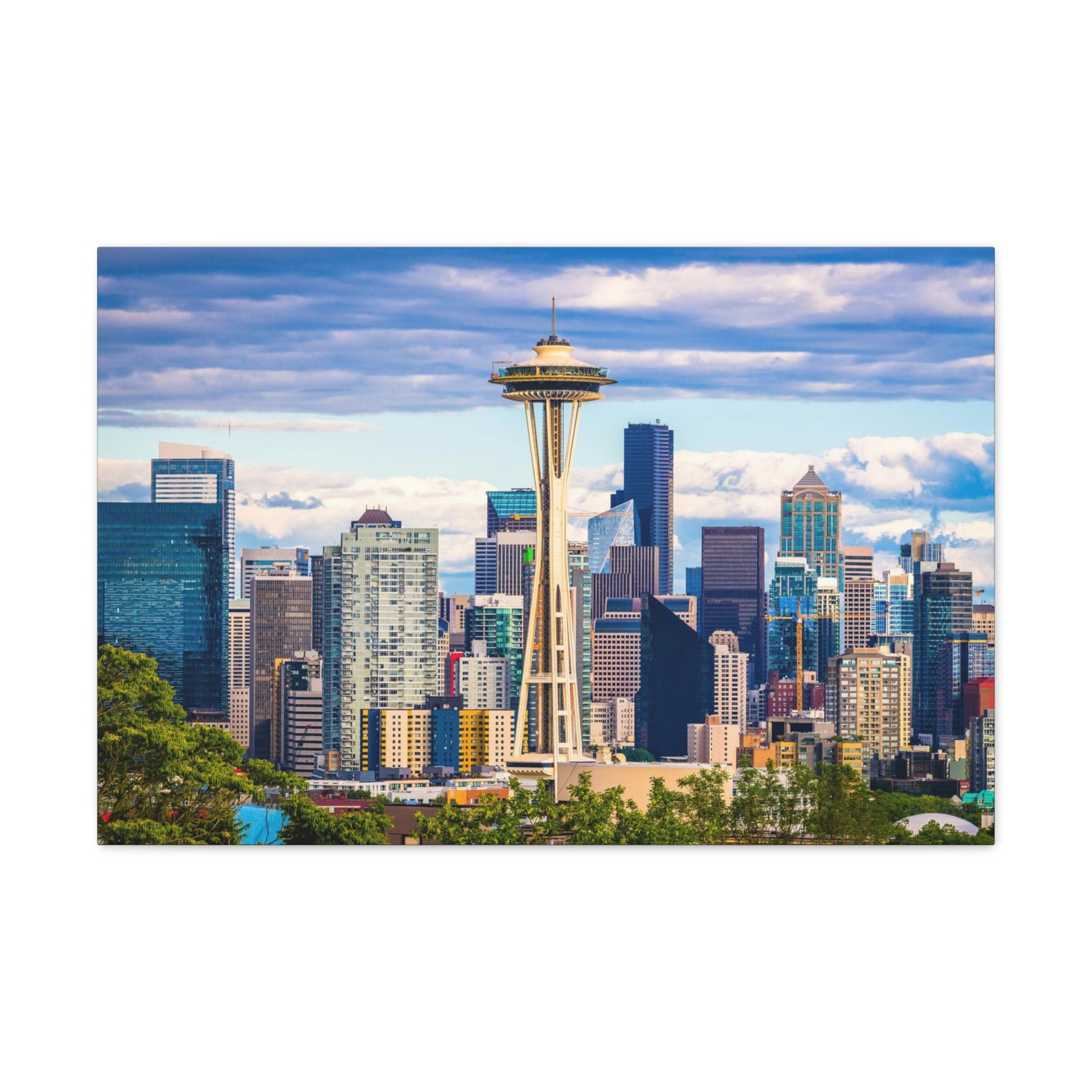 Seattle Daytime Skyline Canvas Artwork High-Quality Breathtaking Stunning Cityscape for Home Decor Ready to Hang-Express Your Love Gifts