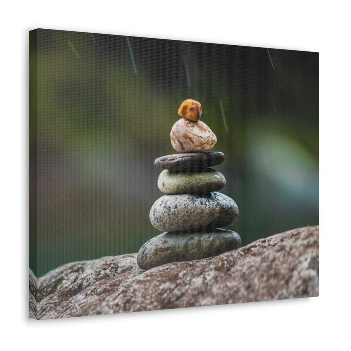Rocks in Peaceful Rainforest Forest Floral Nature Photography Canvas Wall Art for Home Decor Ready-to-Hang-Express Your Love Gifts