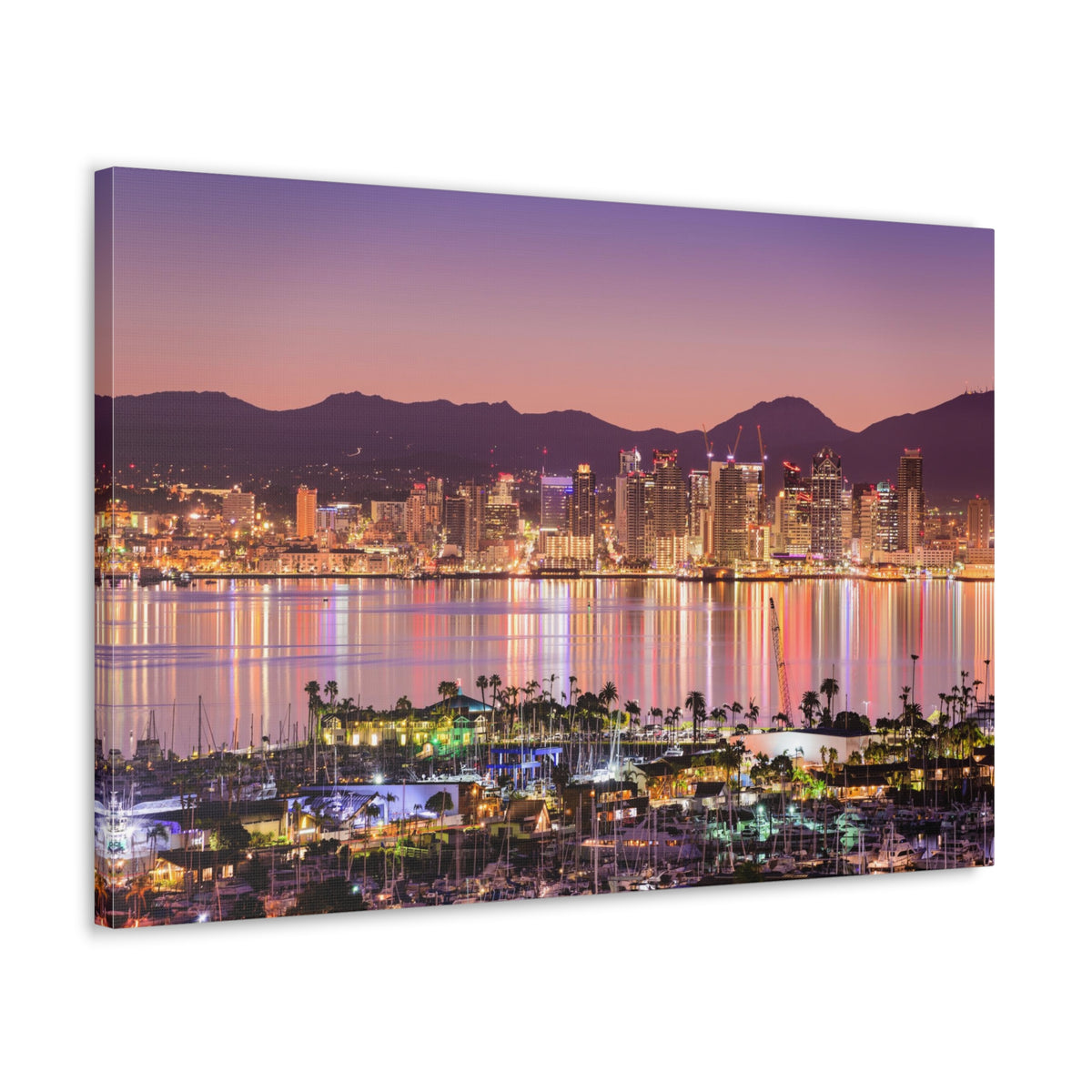 San Diego Night Skyline Canvas Artwork High-Quality Breathtaking Stunning Cityscape for Home Decor Ready to Hang-Express Your Love Gifts