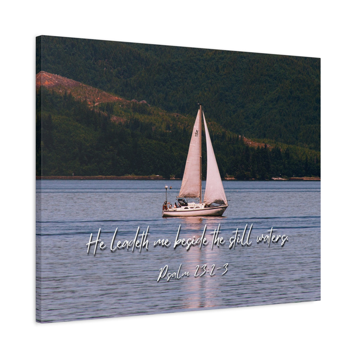 Scripture Walls He Leadeth Me Psalm 23:2 Bible Verse Canvas Christian Wall Art Ready to Hang-Express Your Love Gifts