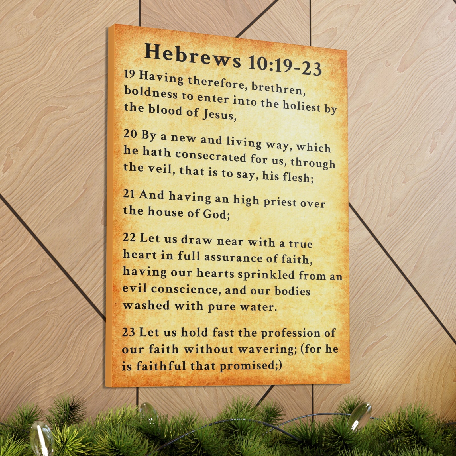 Scripture Walls Hebrews 10:19-23 KJV Bible Verse Canvas Christian Wall Art Ready to Hang Unframed-Express Your Love Gifts