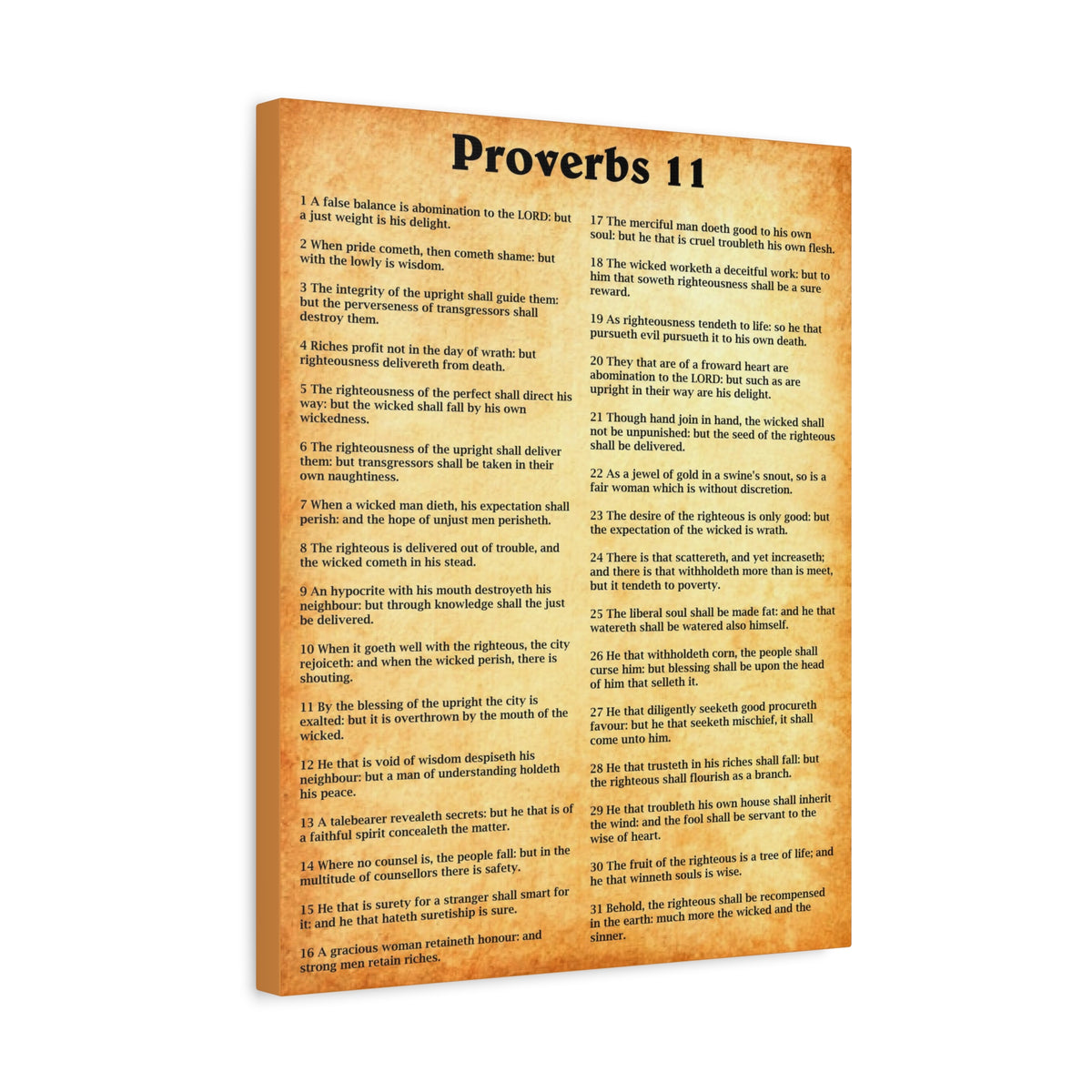 Scripture Walls Proverbs Chapter 11 Gold Bible Canvas Christian Wall Art Ready to Hang Unframed-Express Your Love Gifts