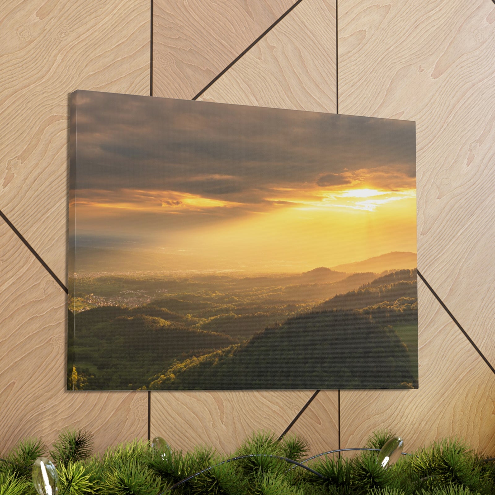 Sunrise Over Golden Mountains Nature Wilderness Photography Canvas Wall Art for Home Decor Ready-to-Hang-Express Your Love Gifts
