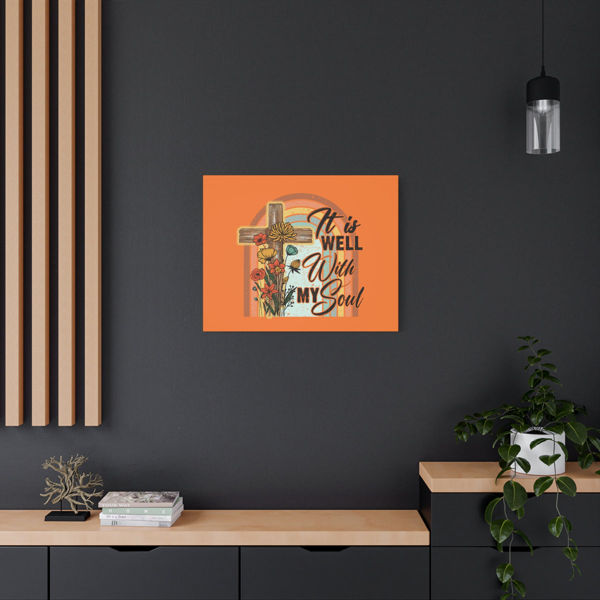 Scripture Canvas With My Soul Psalm 42:7 Bright Orange Christian Wall Art Bible Verse Print Ready to Hang-Express Your Love Gifts