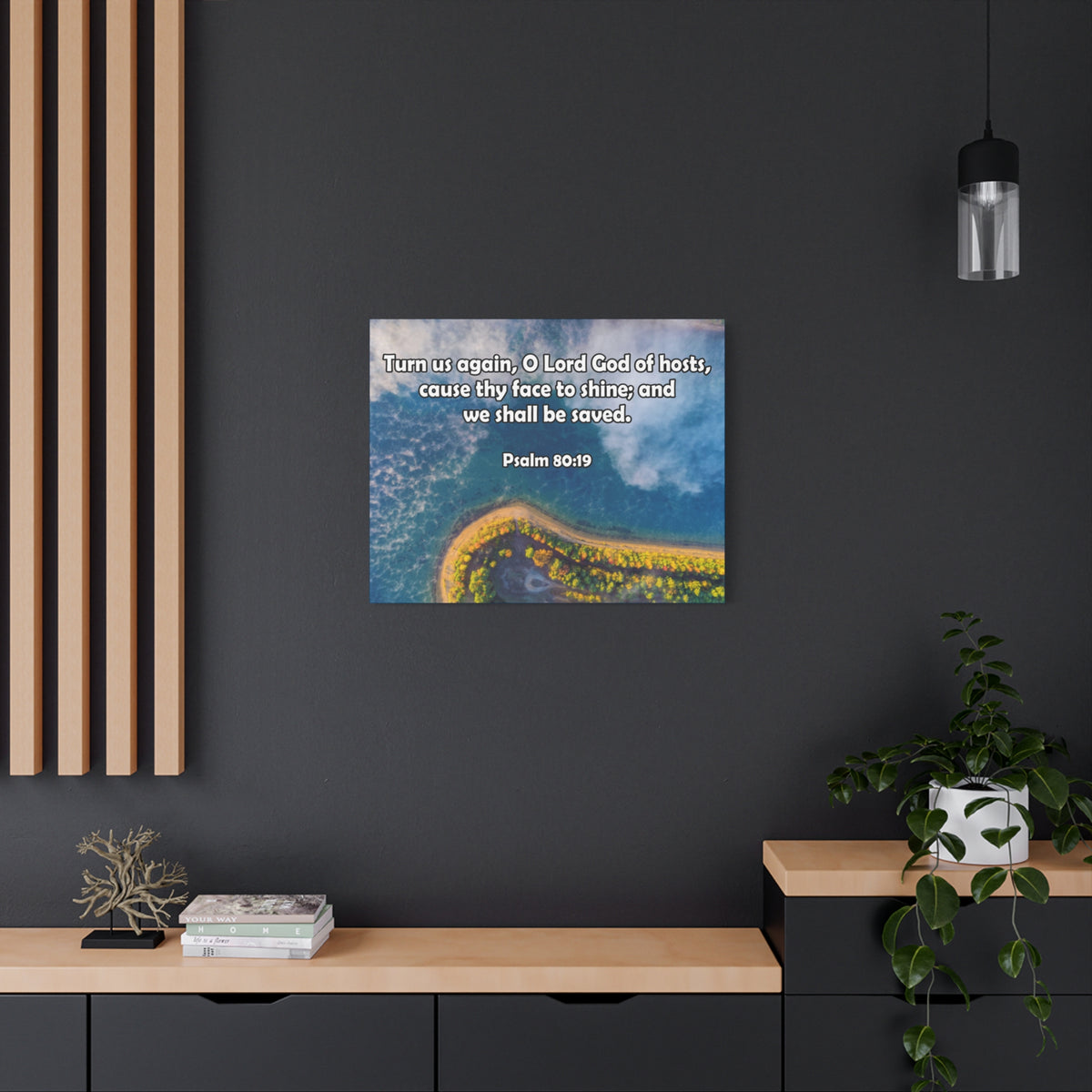Bible Verse Canvas Turn Us Again Psalm 80:19 Christian Home Décor Wall Art Scripture Ready to Hang Faith Print-Express Your Love Gifts