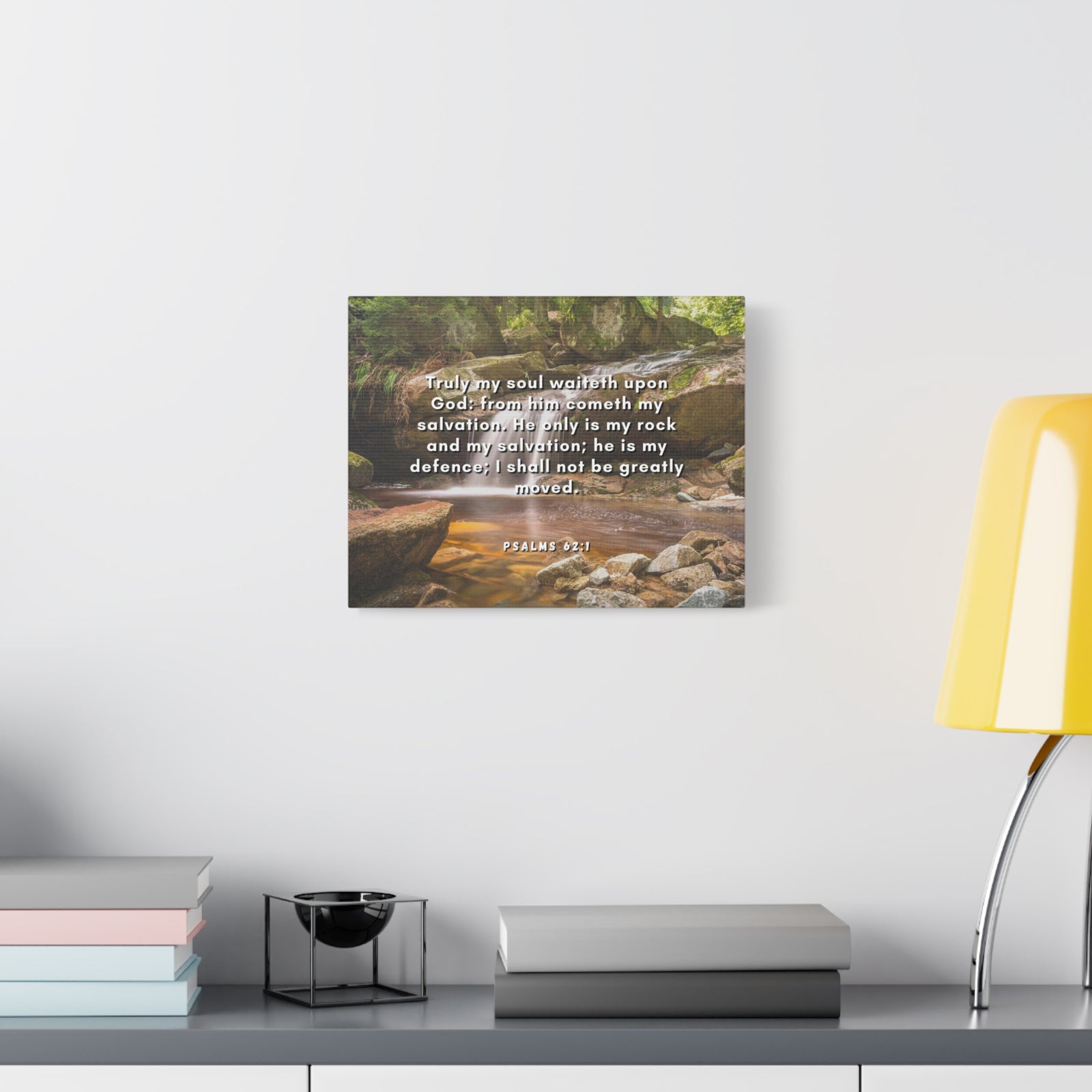 Scripture Canvas My Salvation Psalm 62:1 Christian Wall Art Bible Verse Print Ready to Hang-Express Your Love Gifts