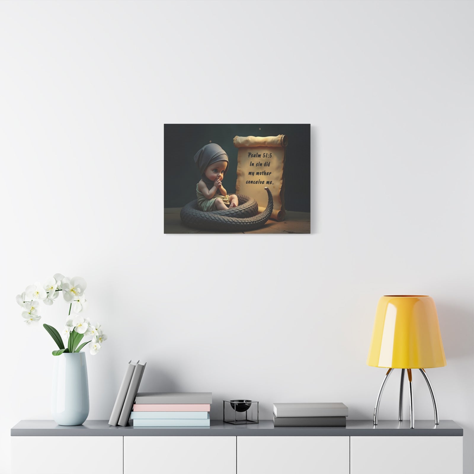 Scripture Walls Psalm 51:5 Viper in a Diaper Bible Verse Canvas Christian Wall Art Ready to Hang Unframed-Express Your Love Gifts
