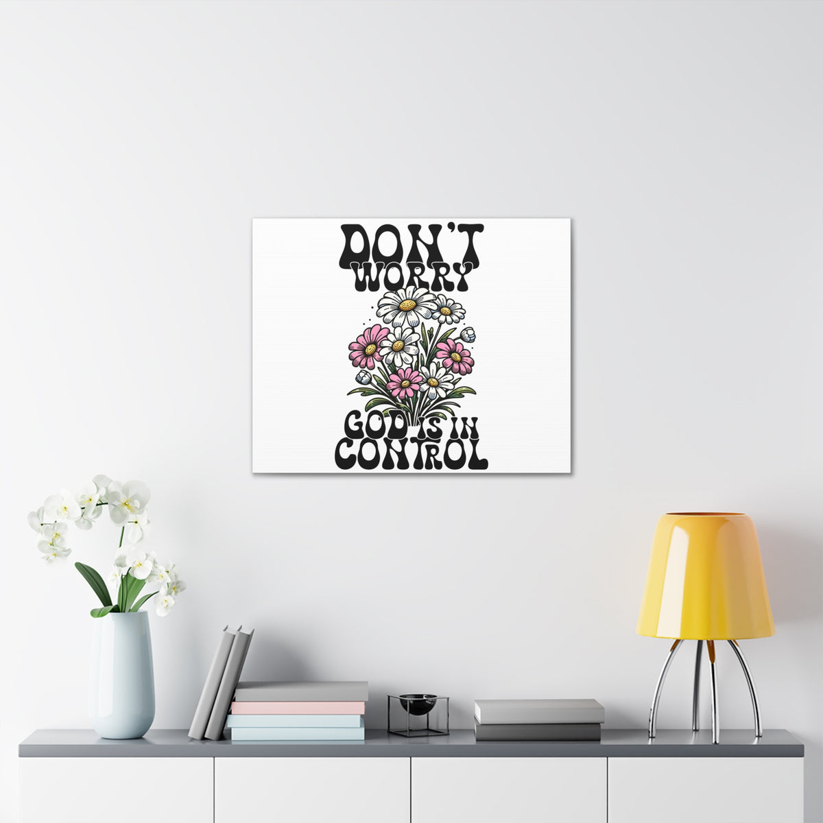 Scripture Walls God is in Control Retro Bible Verse Canvas Christian Wall Art Ready to Hang Unframed-Express Your Love Gifts