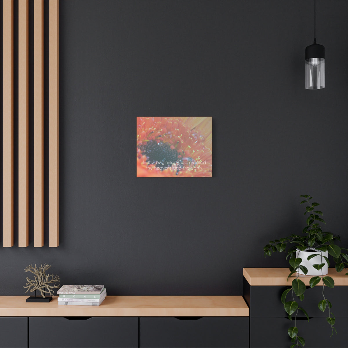 Scripture Canvas The Heavens And The Earth Genesis 1:1 Christian Wall Art Bible Verse Print Ready to Hang-Express Your Love Gifts