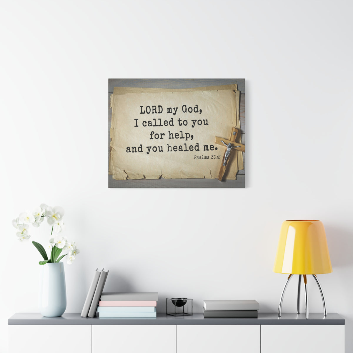 Scripture Canvas You Healed Me Psalms 30:2 Christian Wall Art Bible Verse Print Ready to Hang-Express Your Love Gifts
