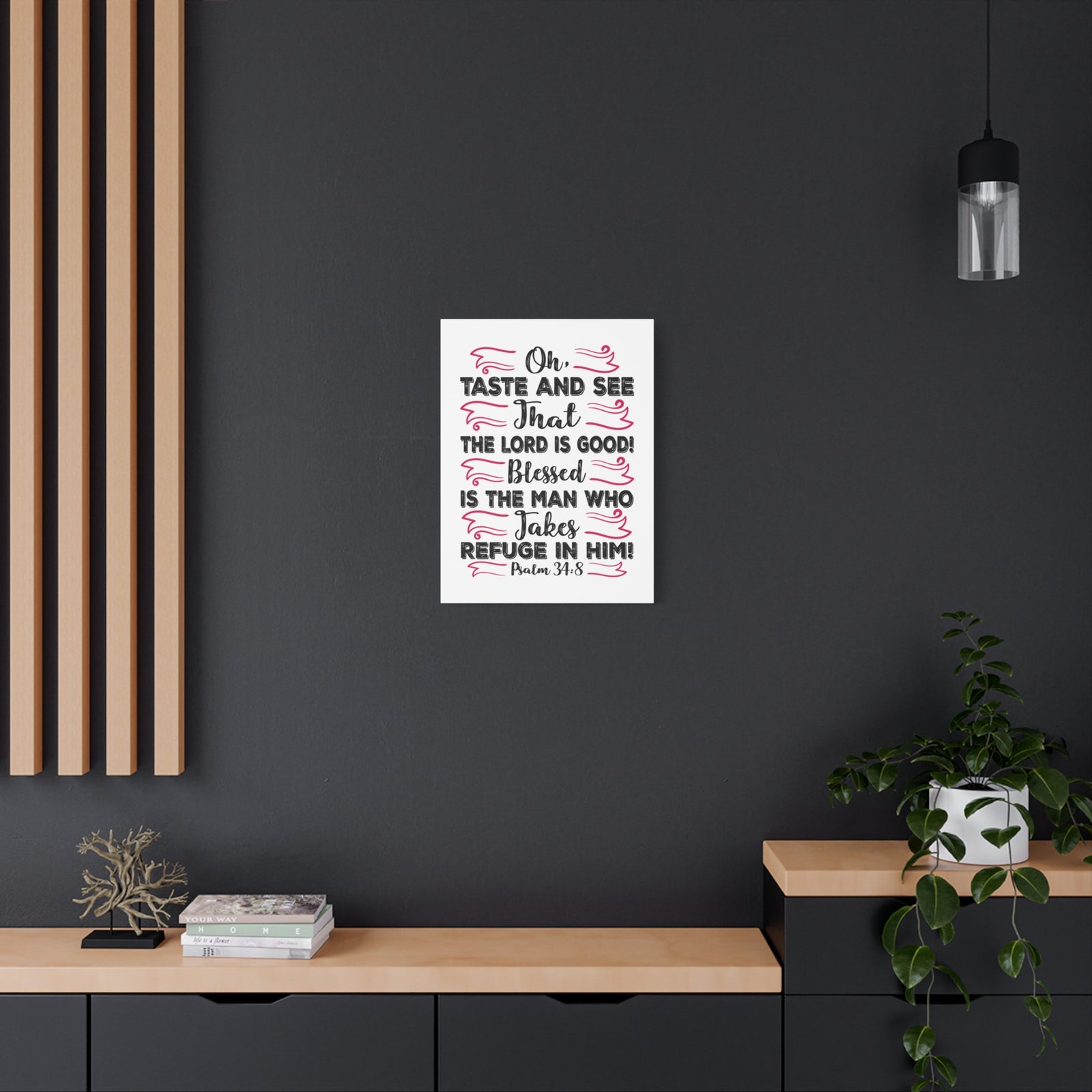 Scripture Canvas The Lord Is Good Psalm 34:8 Christian Wall Art Bible Verse Print Ready to Hang-Express Your Love Gifts