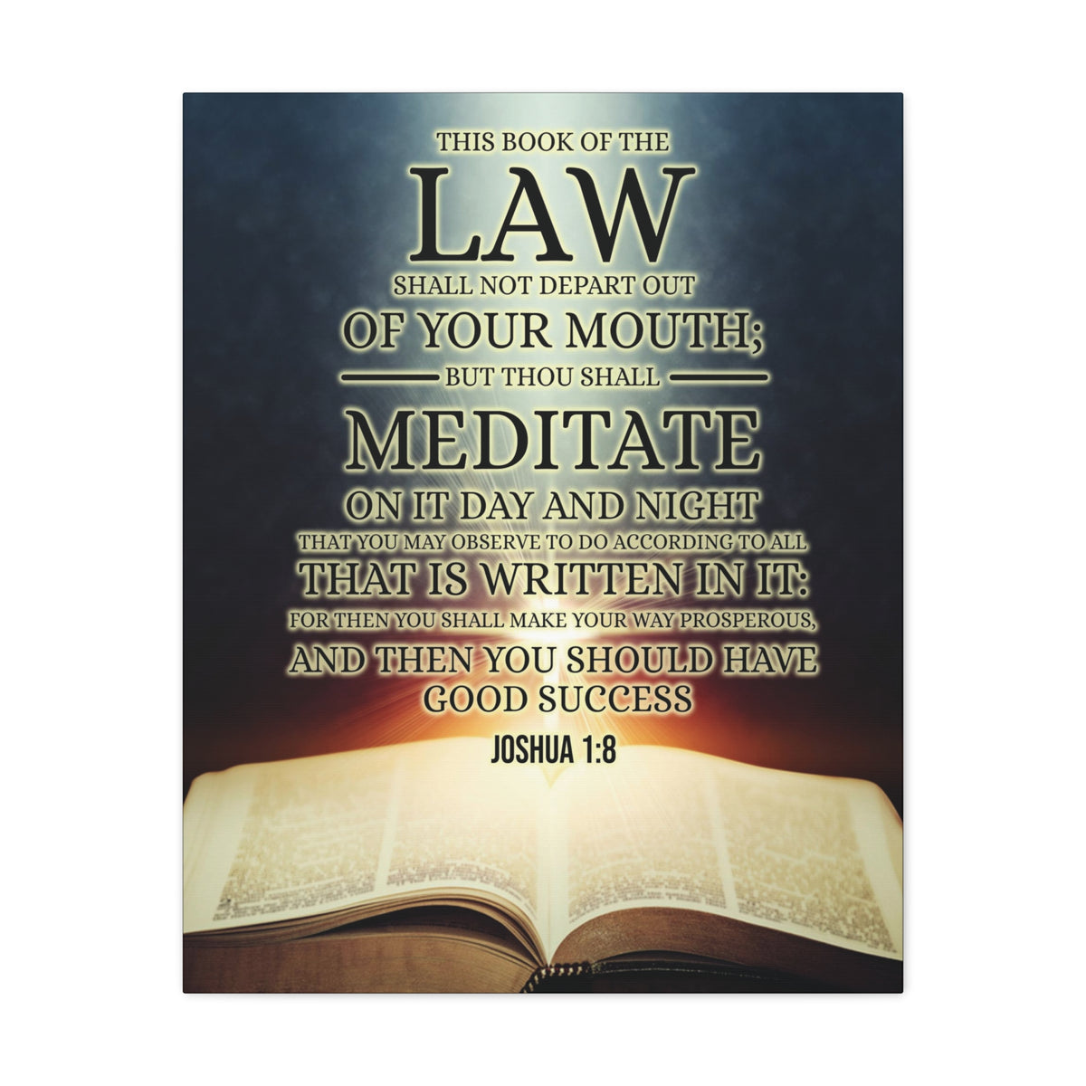 Scripture Canvas Book of the Law Joshua 1:8 Christian Wall Art Bible Verse Print Ready to Hang-Express Your Love Gifts