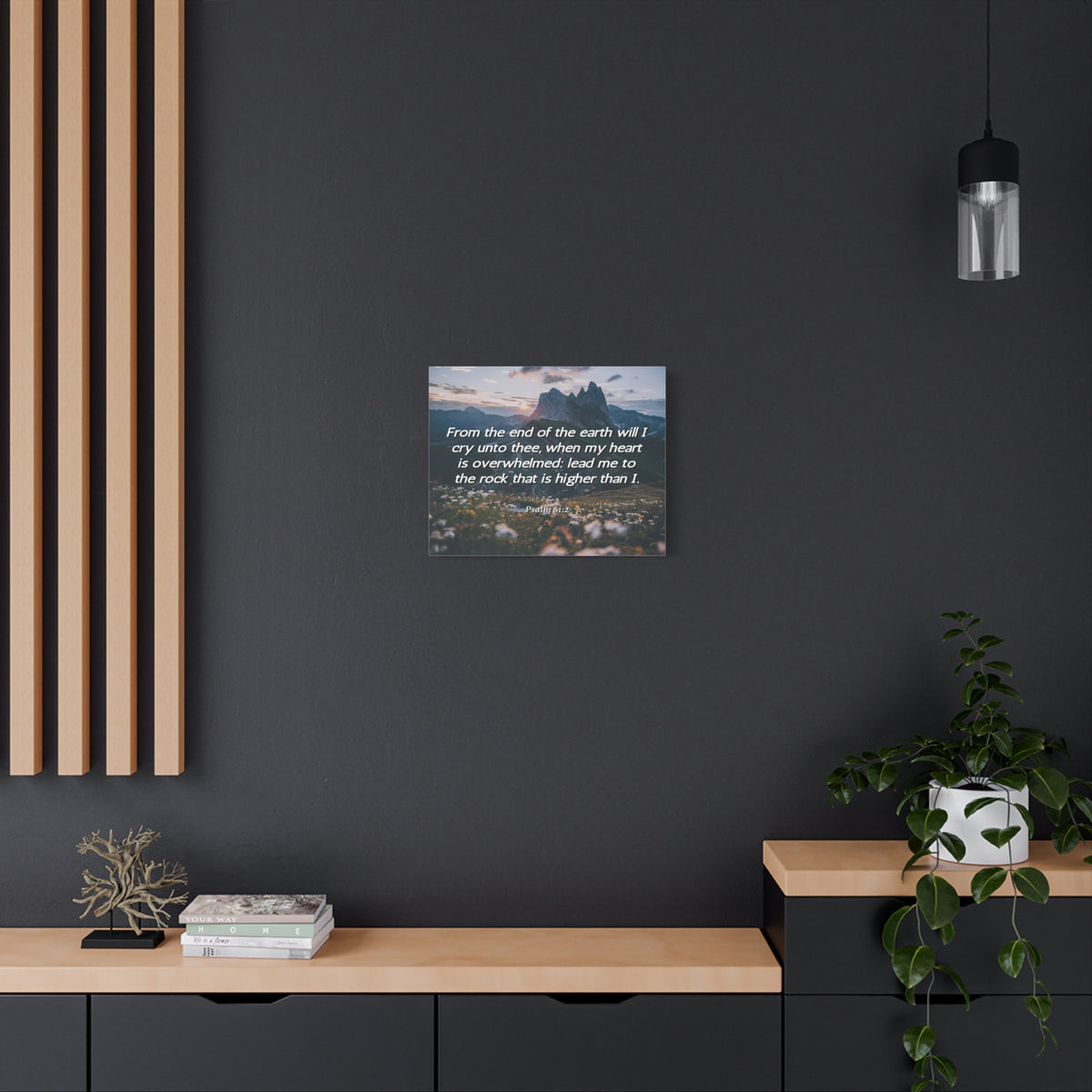Scripture Canvas Heart Is Overwhelmed Psalms 61:2 Christian Wall Art Bible Verse Print Ready to Hang-Express Your Love Gifts