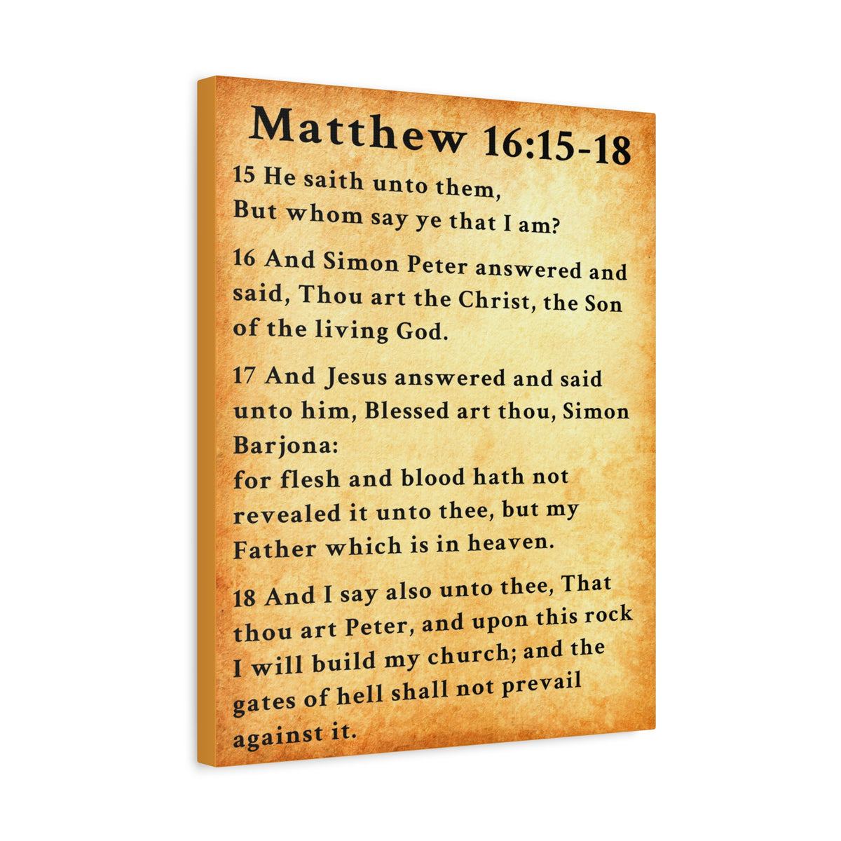 Scripture Walls Matthew 16:15-18 KJV Bible Verse Canvas Christian Wall Art Ready to Hang Unframed-Express Your Love Gifts