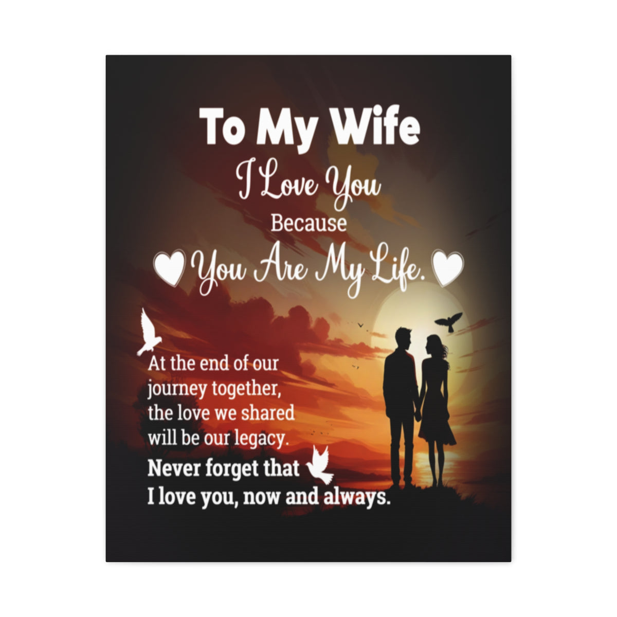 To My Wife Sunset Romance Canvas Wall Art - Heartfelt Gift of Love & Legacy-Express Your Love Gifts