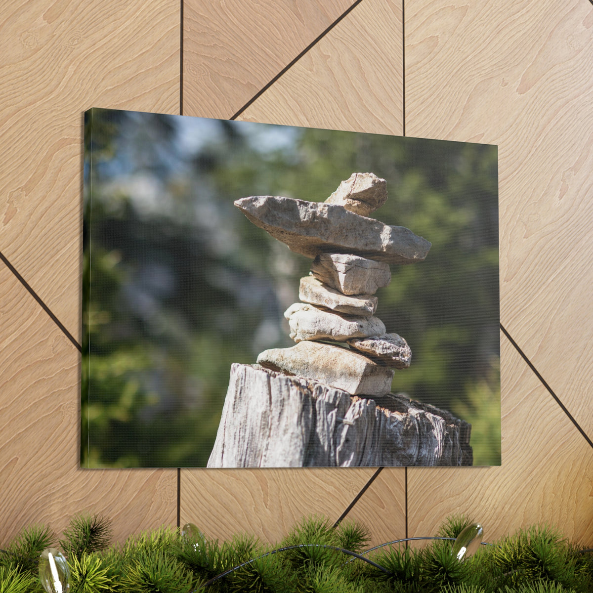 Stones Trail as Marker Forest Floral Nature Photography Canvas Wall Art for Home Decor Ready-to-Hang-Express Your Love Gifts