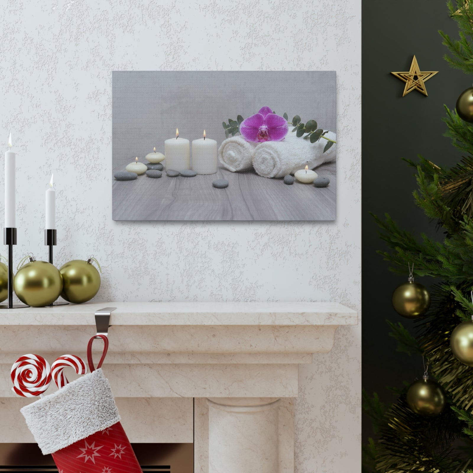 Towel with Green Leaves Forest Floral Nature Photography Canvas Wall Art for Home Decor Ready-to-Hang-Express Your Love Gifts