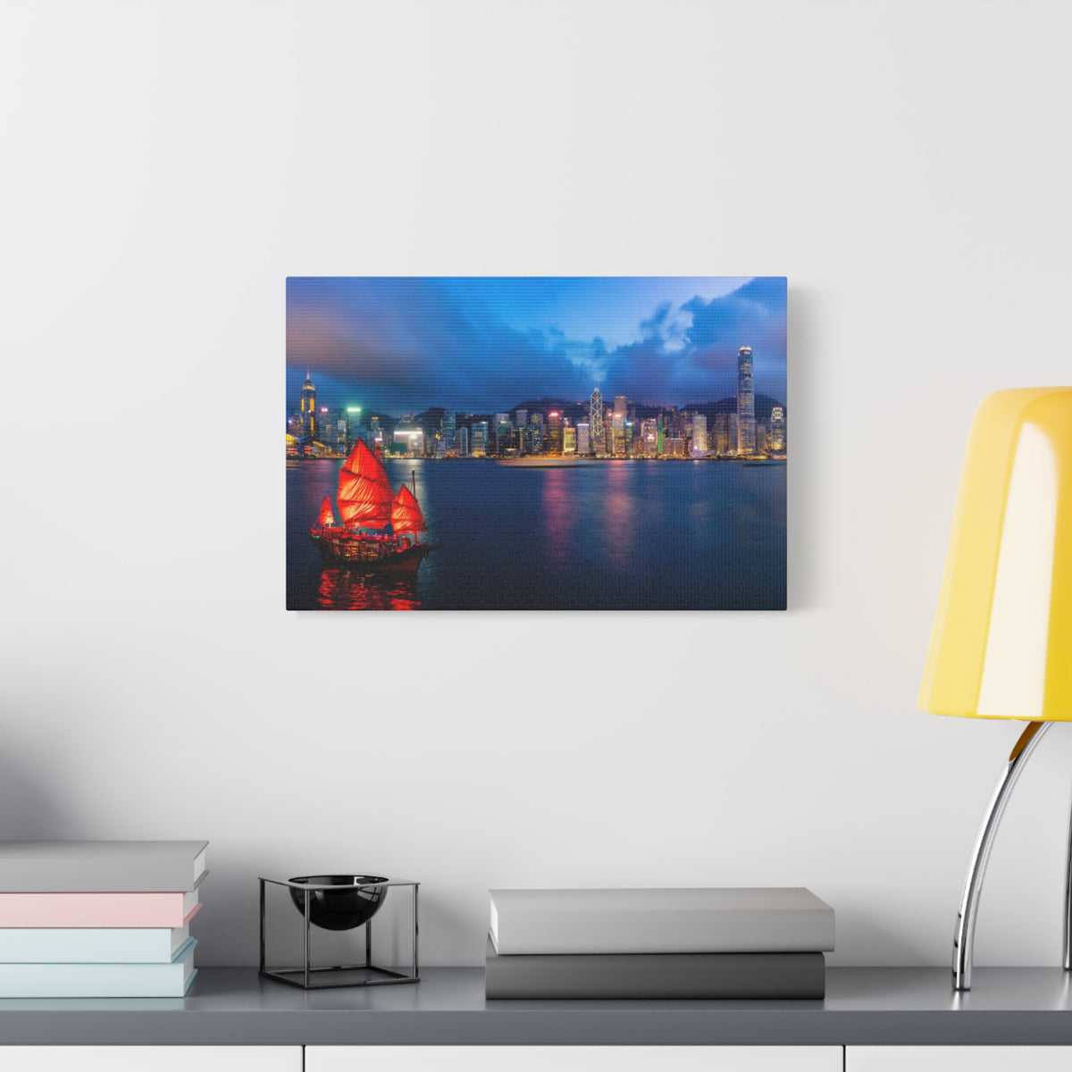 Hong Kong Night Skyline Canvas Artwork High-Quality Breathtaking Stunning Cityscape for Home Decor Ready to Hang-Express Your Love Gifts