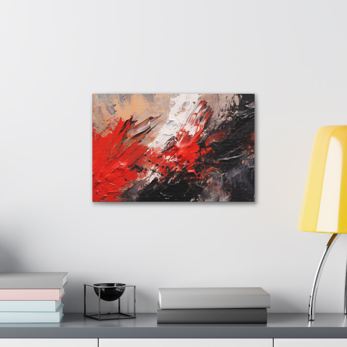 Abstract Oil Painting White Red Black Brushstrokes Painting Canvas Wall Art for Home Decor Ready-to-Hang-Express Your Love Gifts