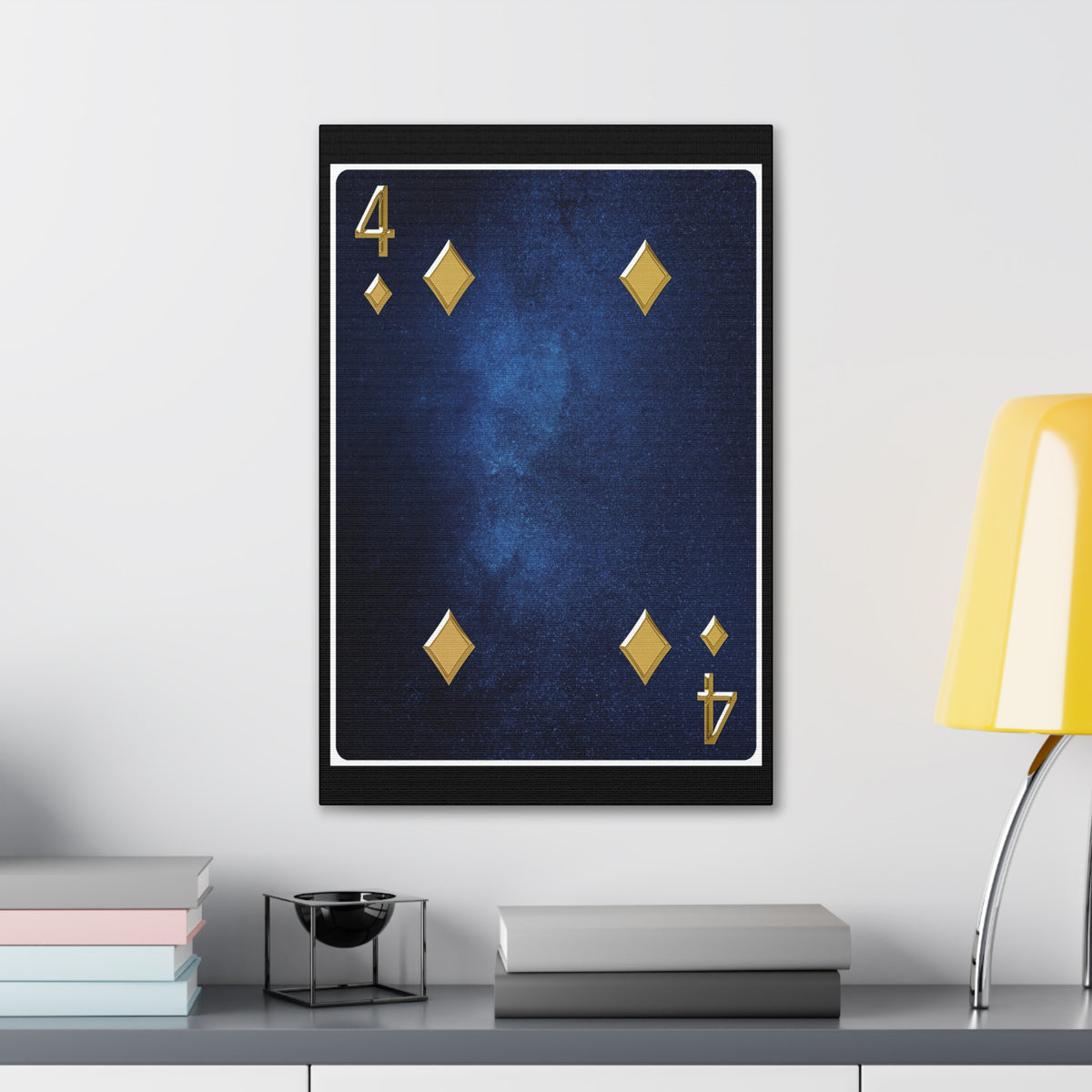 Four Of Diamonds Space Background Playing Card Canvas Wall Art for Home Decor Ready-to-Hang-Express Your Love Gifts