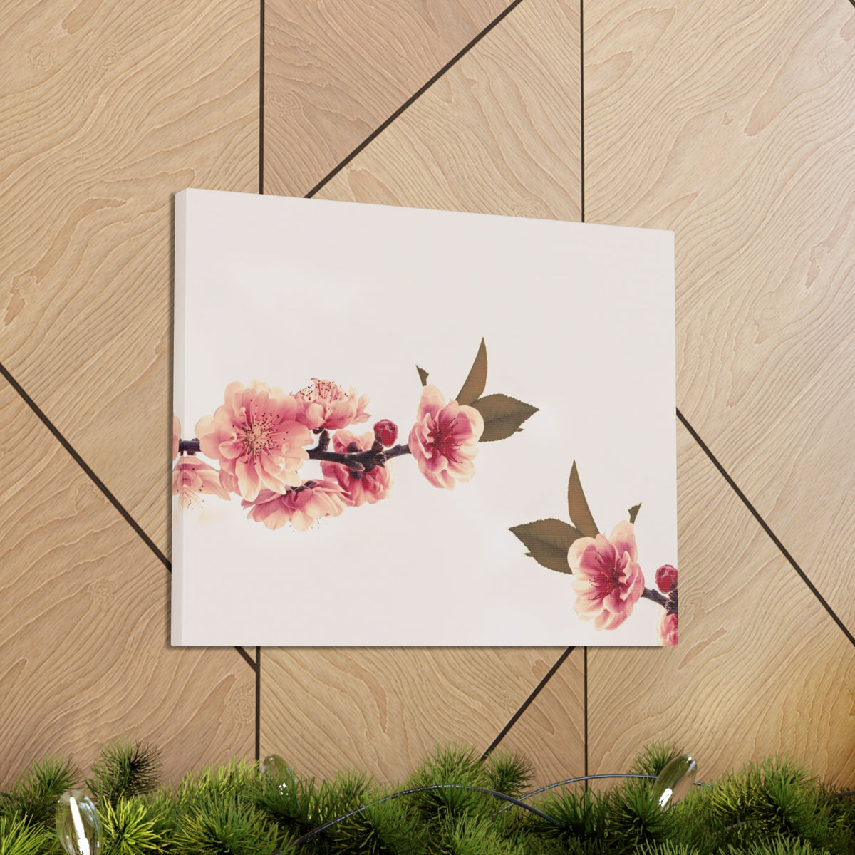 Peach Blossoms with Space Forest Floral Nature Photography Canvas Wall Art for Home Decor Ready-to-Hang-Express Your Love Gifts