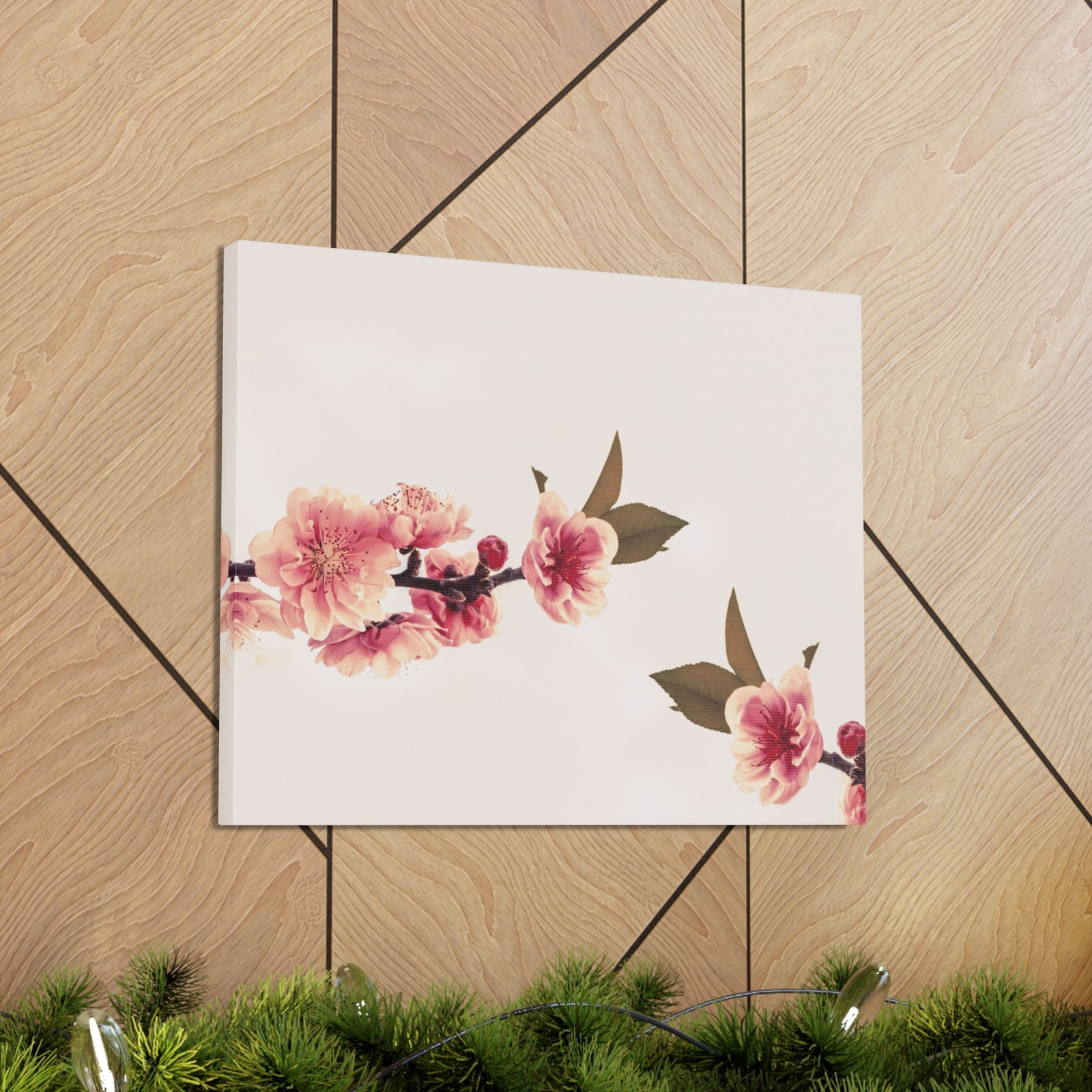 Peach Blossoms with Space Forest Floral Nature Photography Canvas Wall Art for Home Decor Ready-to-Hang-Express Your Love Gifts