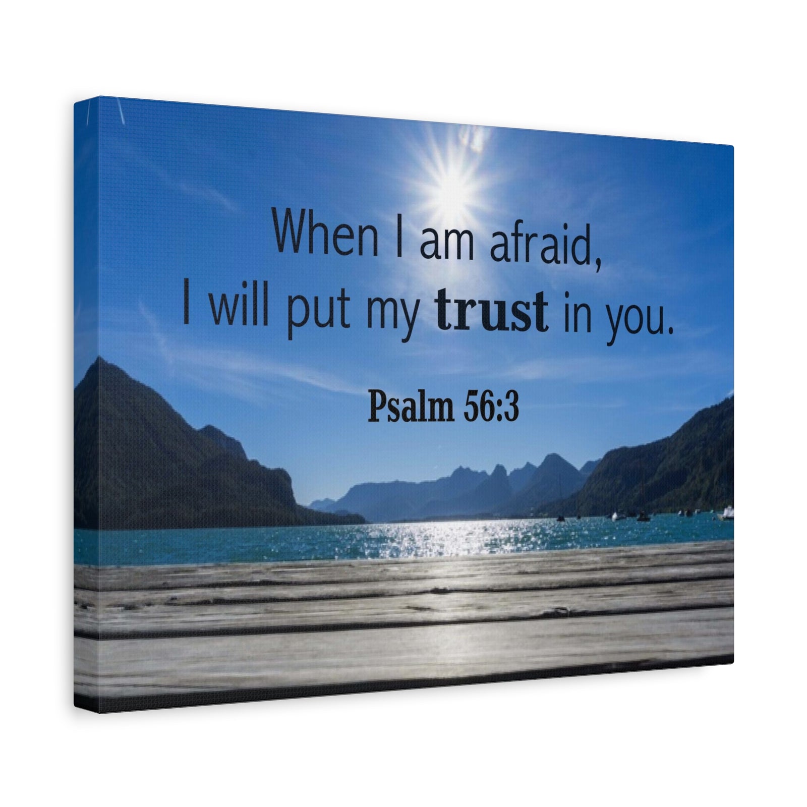 Scripture Canvas Trust Psalm 56:3 Christian Wall Art Bible Verse Print Ready to Hang-Express Your Love Gifts