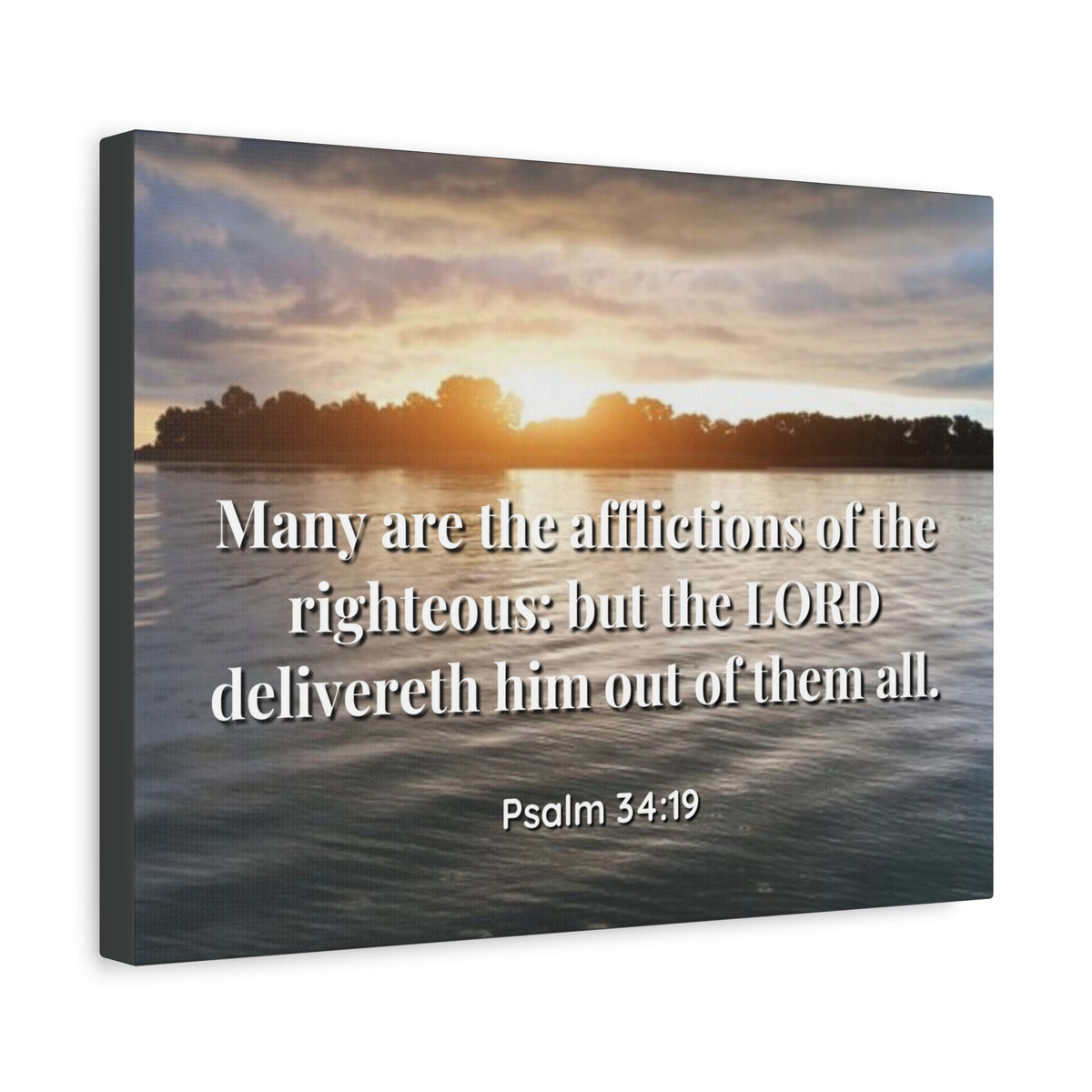 Scripture Canvas The Afflictions Psalm 34:19 Christian Wall Art Bible Verse Print Ready to Hang-Express Your Love Gifts