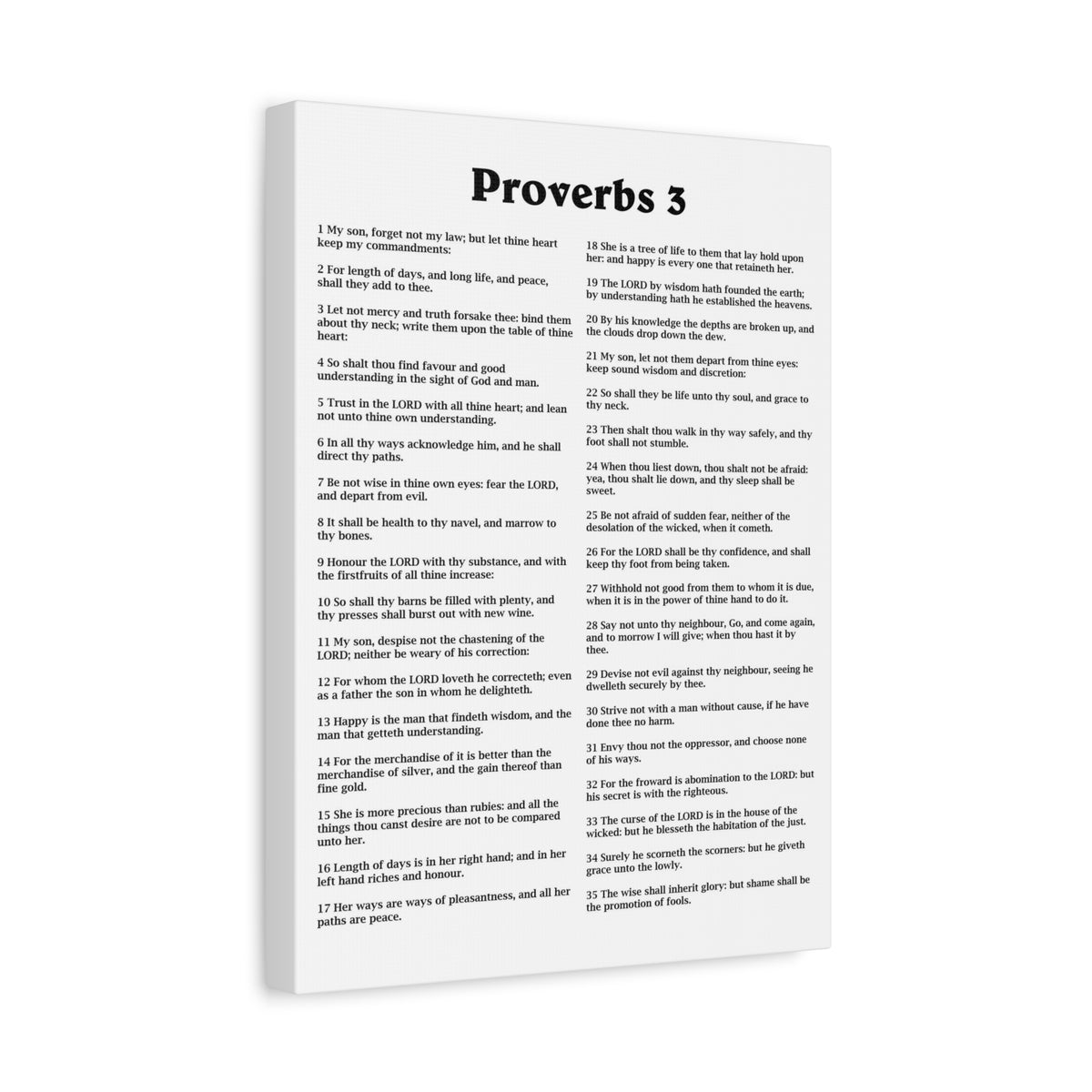 Scripture Walls Proverbs Chapter 3 White Bible Canvas Christian Wall Art Ready to Hang Unframed-Express Your Love Gifts