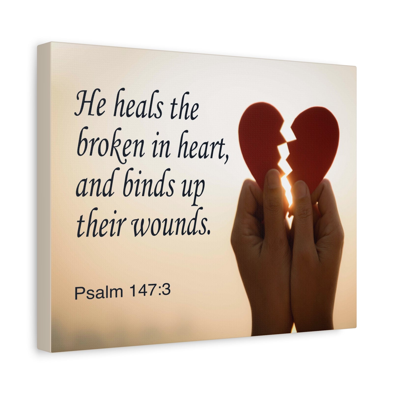 Scripture Canvas Heals the Broken Psalm 147:3 Christian Wall Art Bible Verse Print Ready to Hang-Express Your Love Gifts