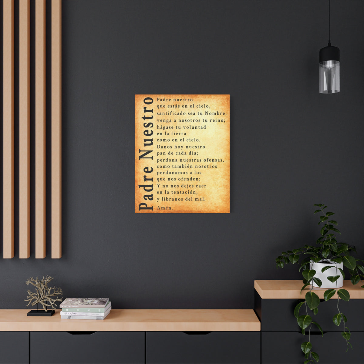 Scripture Walls Padre Nuestro Lord's Prayer Spanish Gold Canvas Christian Wall Art Ready to Hang Unframed-Express Your Love Gifts