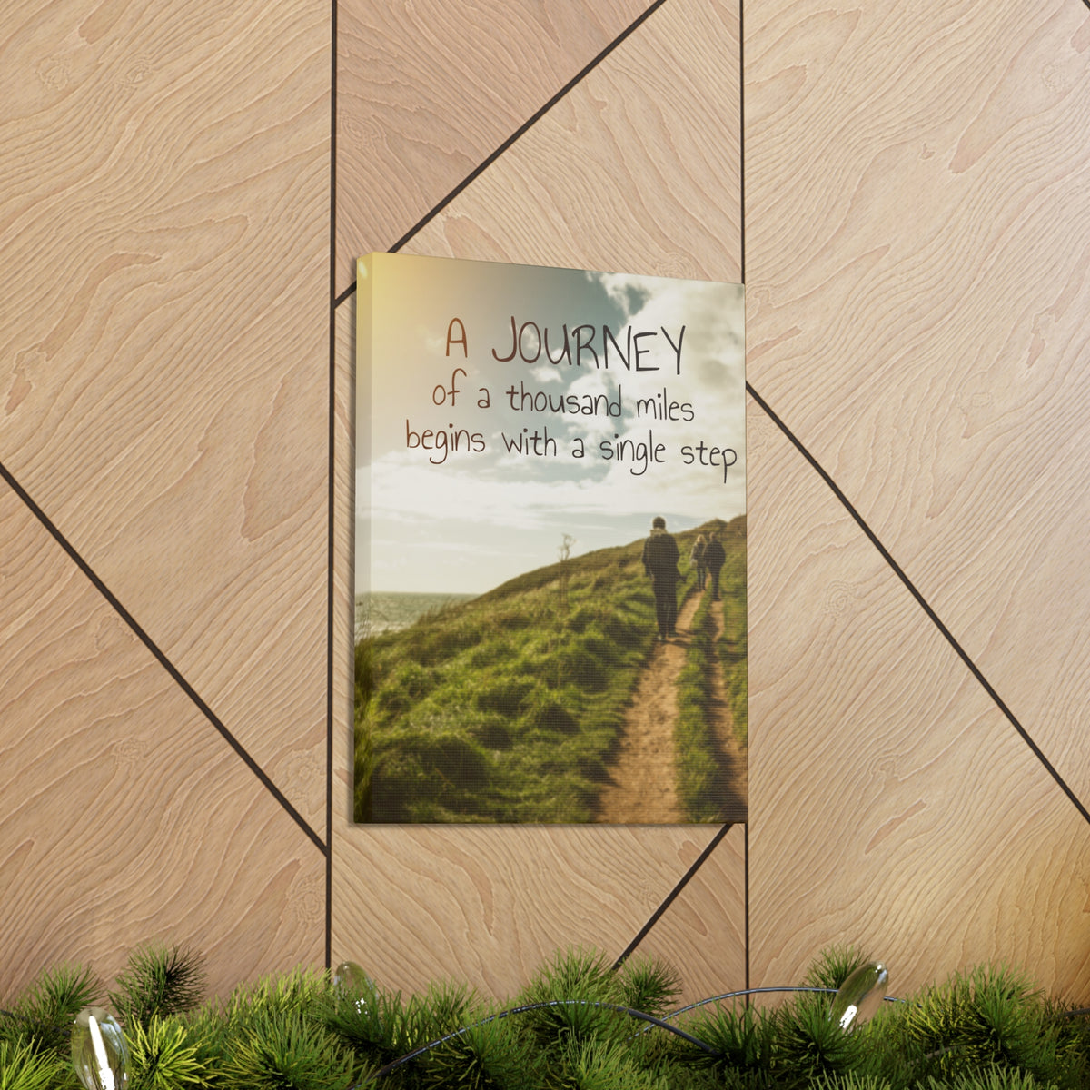 Inspirational Quote Canvas A Journey Of A Thousand Miles Motivational Print Ready to Hang Artwork-Express Your Love Gifts