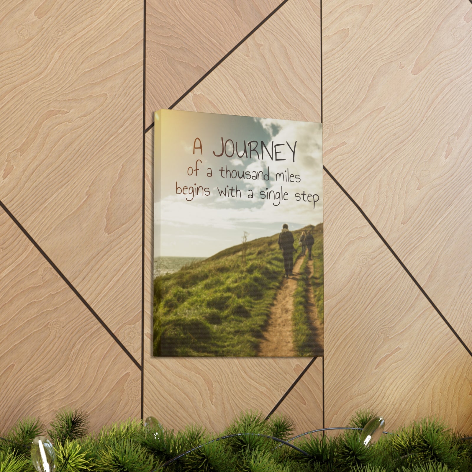 Inspirational Quote Canvas A Journey Of A Thousand Miles Motivational Print Ready to Hang Artwork-Express Your Love Gifts
