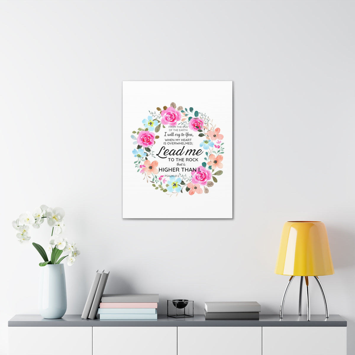 Scripture Walls Psalm 61:2 Higher Than I Bible Verse Canvas Christian Wall Art Ready to Hang Unframed-Express Your Love Gifts