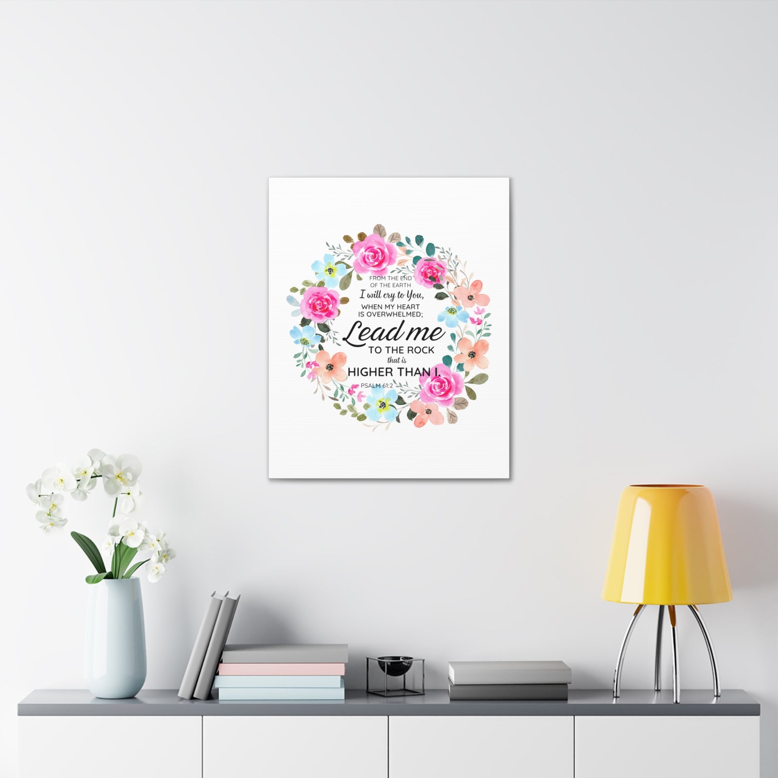 Scripture Walls Psalm 61:2 Higher Than I Bible Verse Canvas Christian Wall Art Ready to Hang Unframed-Express Your Love Gifts