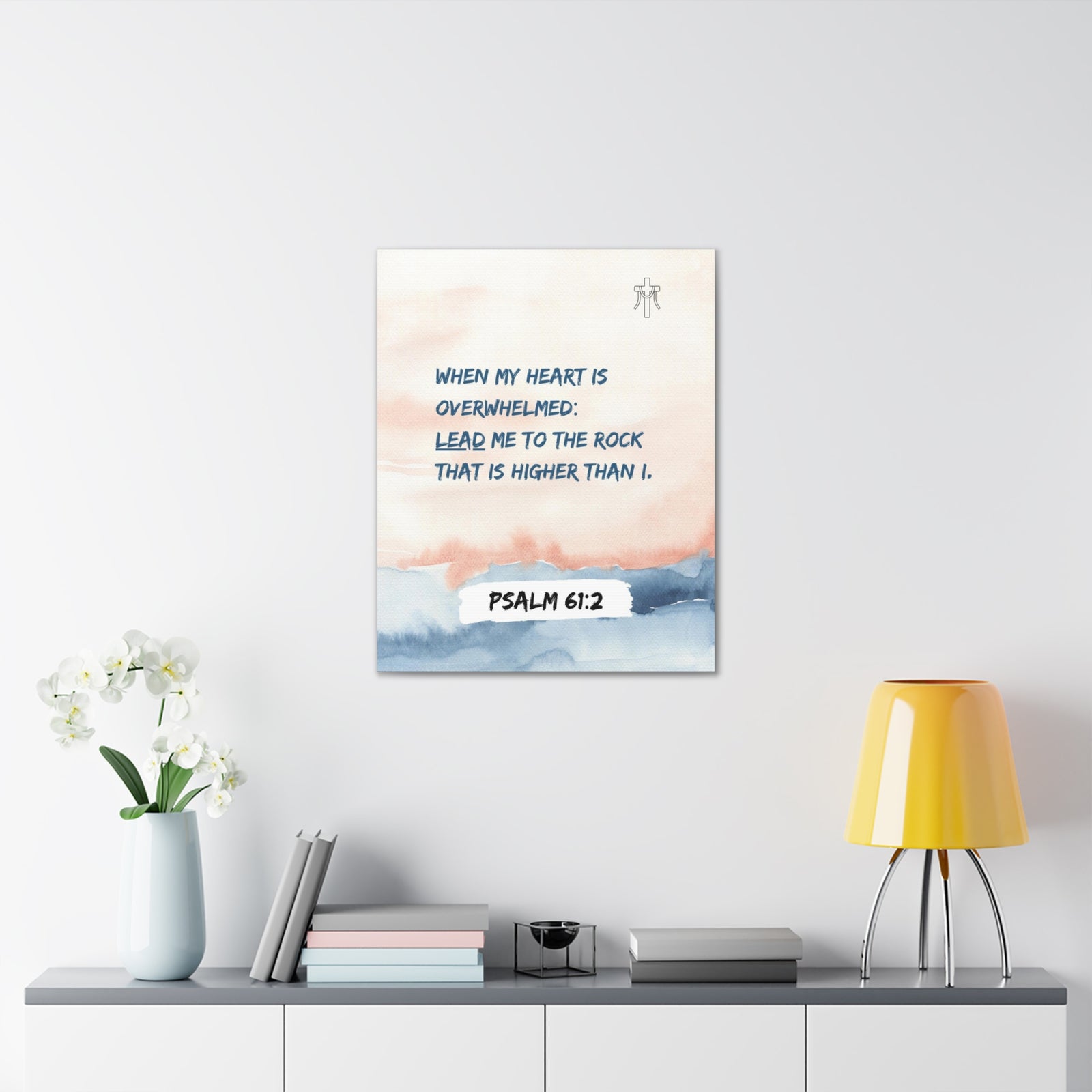 Scripture Walls Psalm 61:2 Lead Me to the Rock Bible Verse Canvas Christian Wall Art Ready to Hang Unframed-Express Your Love Gifts