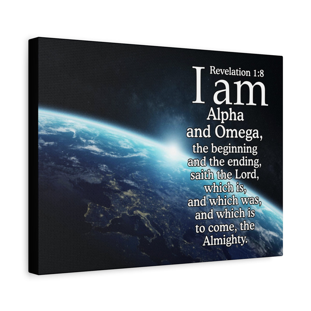 Scripture Canvas Revelation 1:8 Alpha ansd Omega Christian Wall Art Bible Verse Print Ready to Hang-Express Your Love Gifts